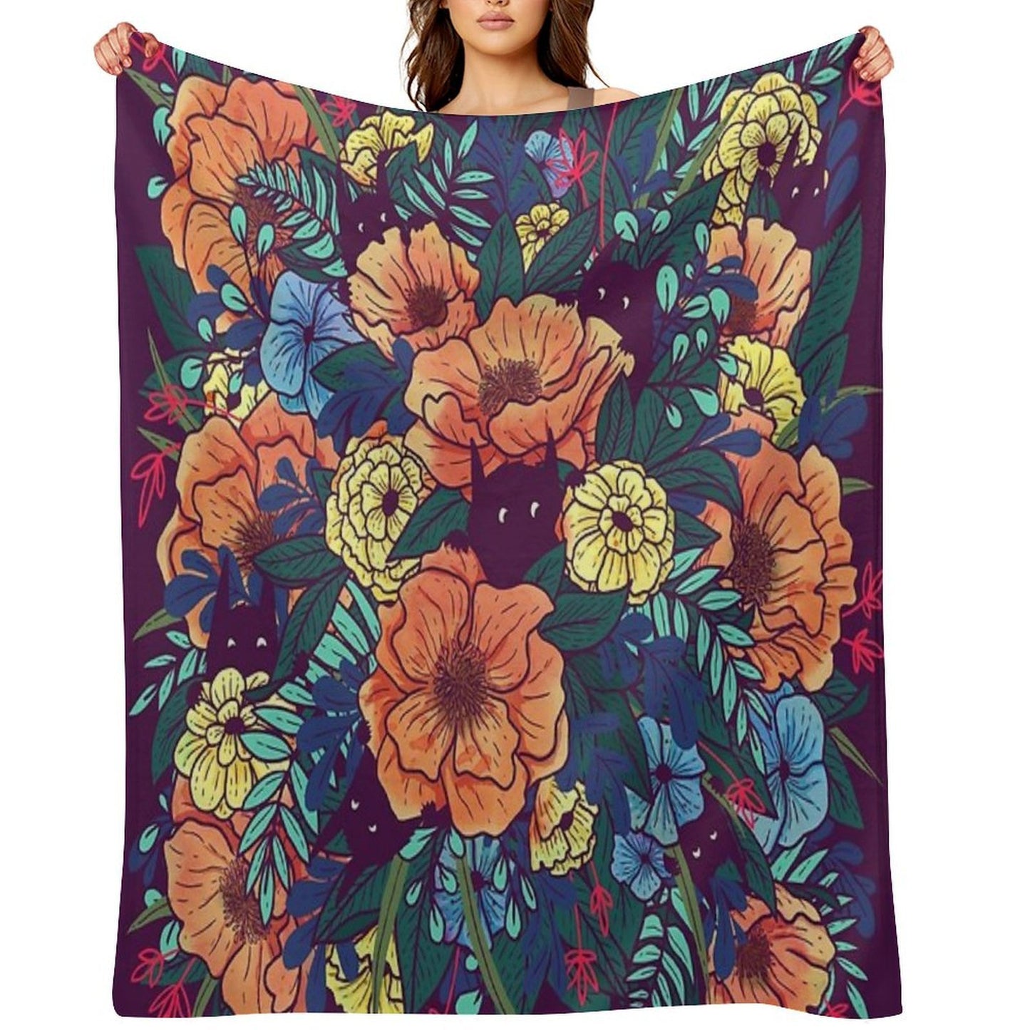 Wild Flowers Machine-washable Throw Blanket