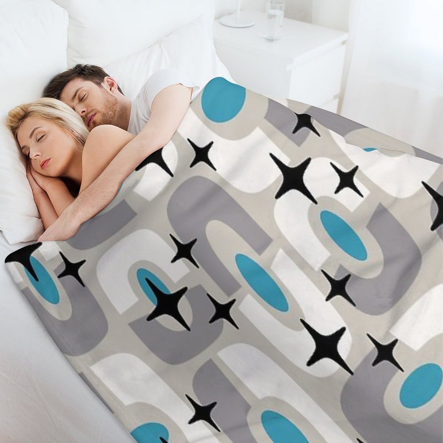 Retro Mid Century Atomic Composition 259 Machine-washable Throw Blanket
