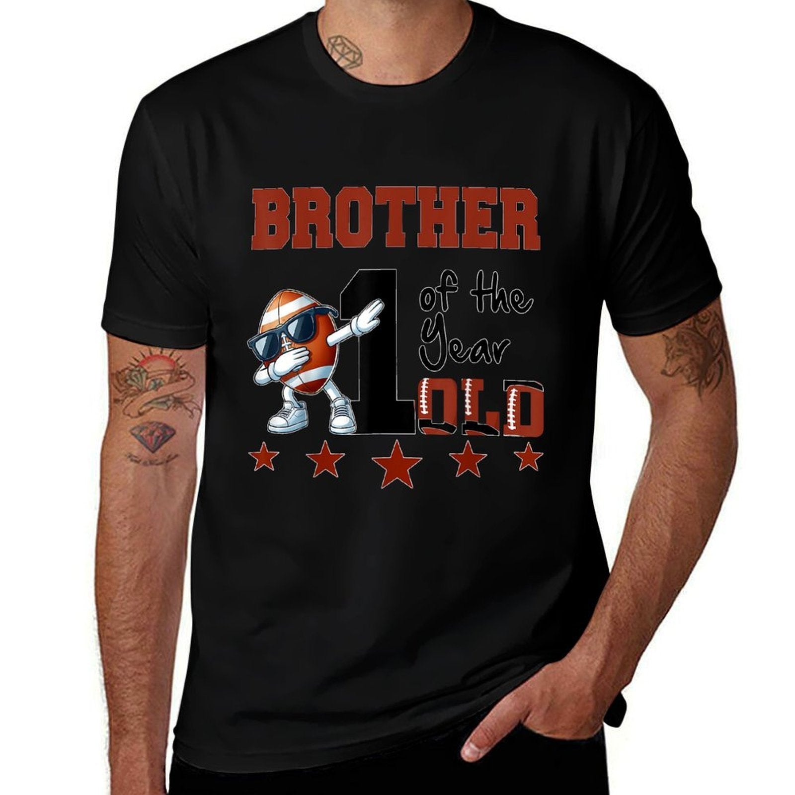 Brother of The 1 Year Old Football 1st Year Down Birthday  Relaxed-fit T-Shirt