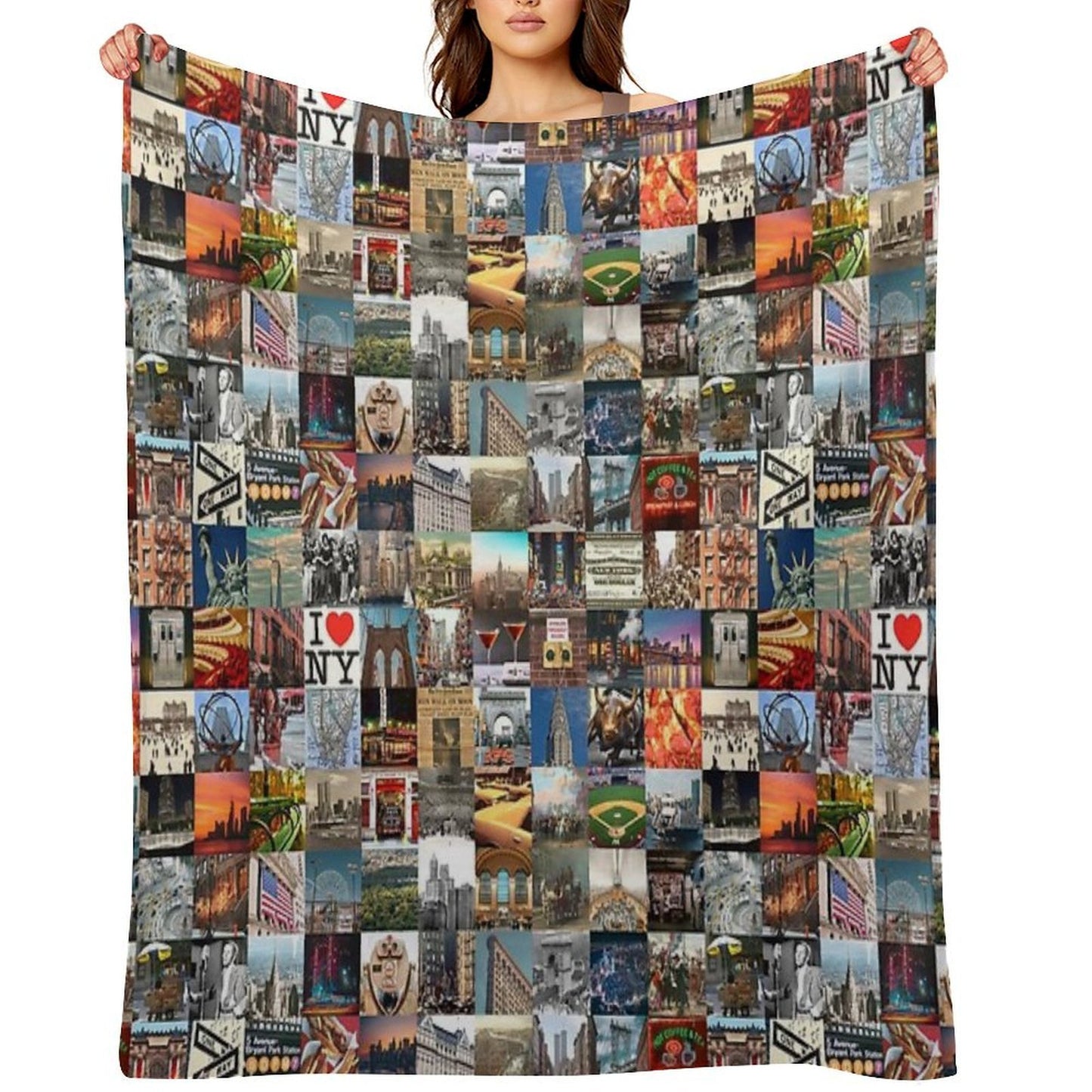 Typical New York - Collage of Images of The City And History Sustainable Throw Blanket