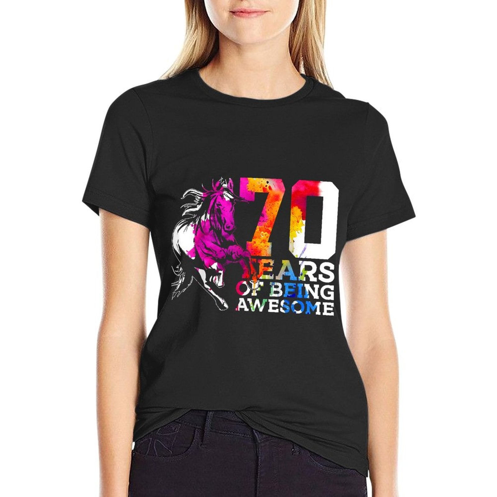 HORSE 70 YEARS OF BEING AWESOME RIDING 70TH BIRTHDAY  Quick-drying T-Shirt