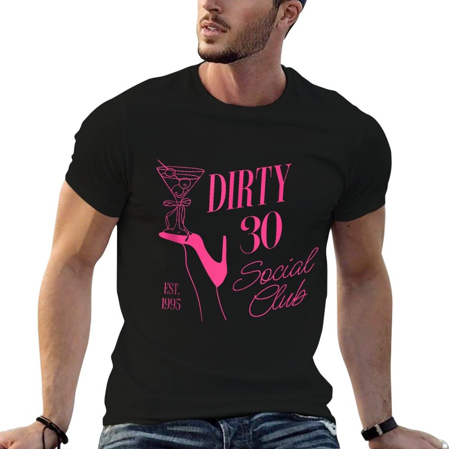 Dirty 30 Birthday Social Club Vintage Cocktail Funny Polyester Blend T-Shirt