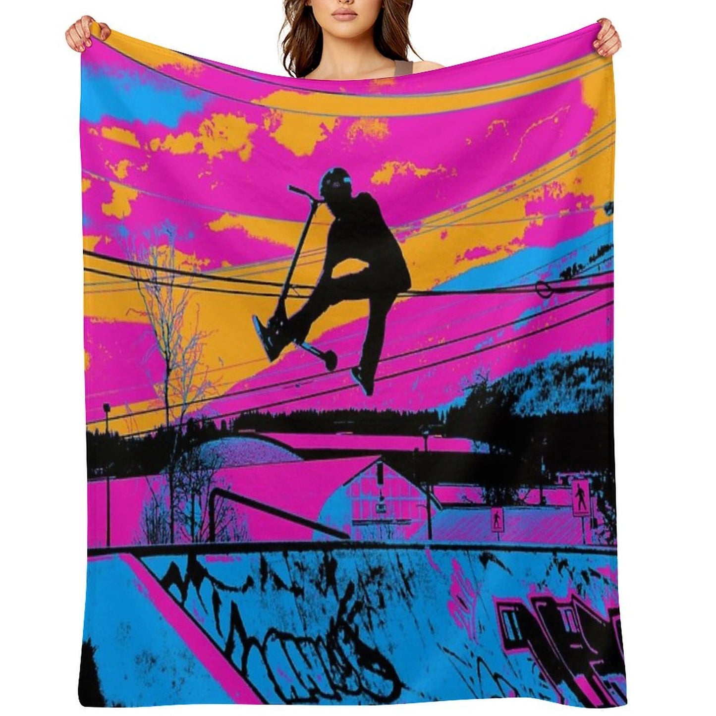 Let's Fly! - Stunt Scooter Versatility Throw Blanket