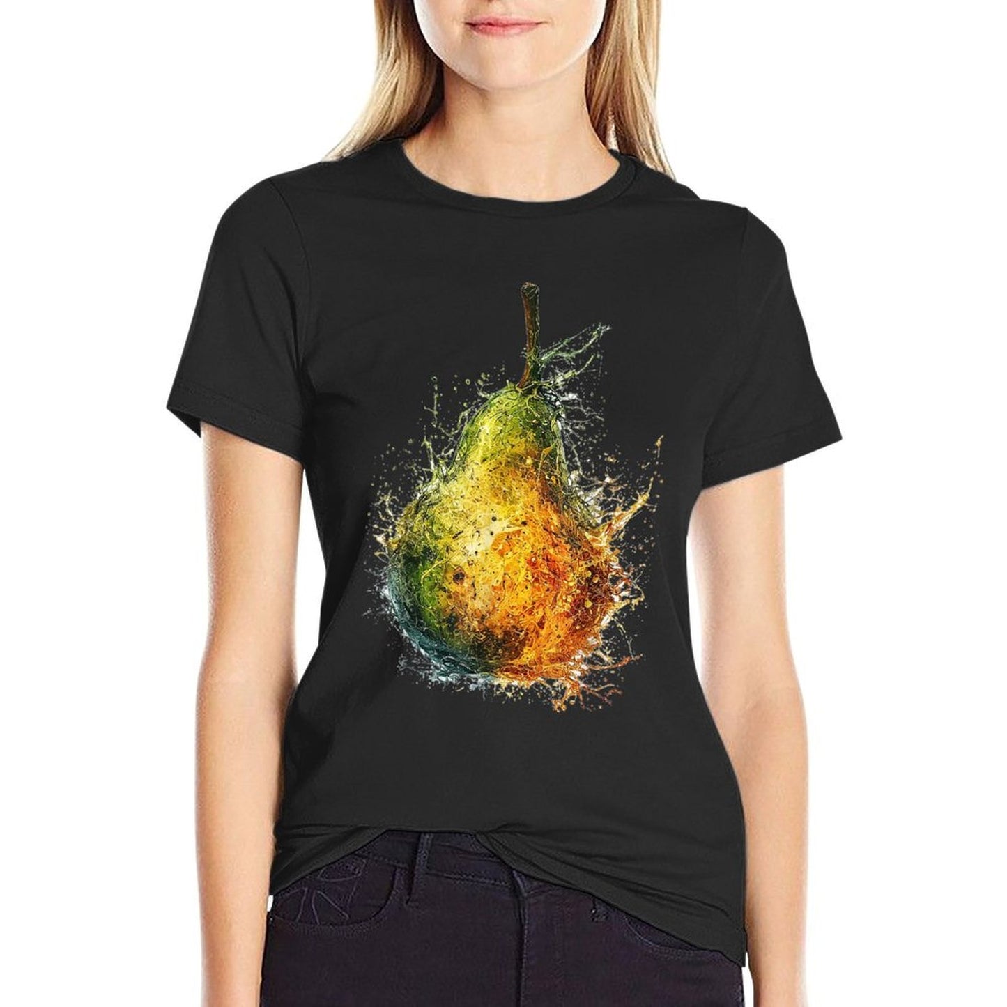 @rtY Pear Colorful Abstract Artwork Graphic Fruit Artwork Versatile T-Shirt