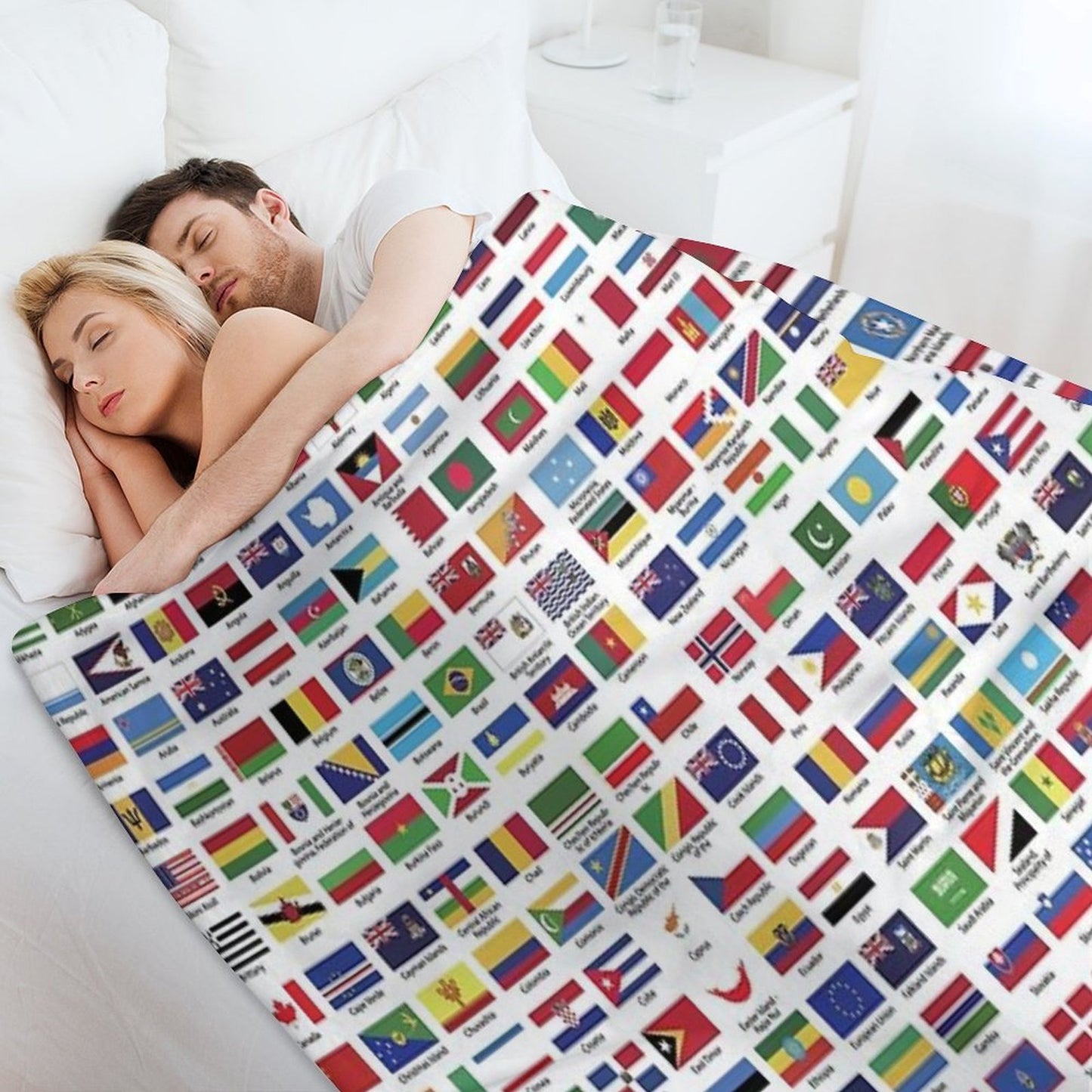 World Flags with Country Names Wrinkle-free Throw Blanket