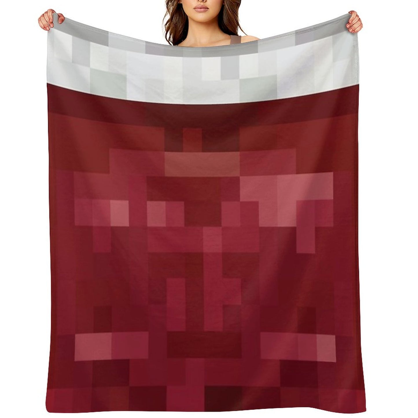 Red And White Pixel Design Compact Throw Blanket