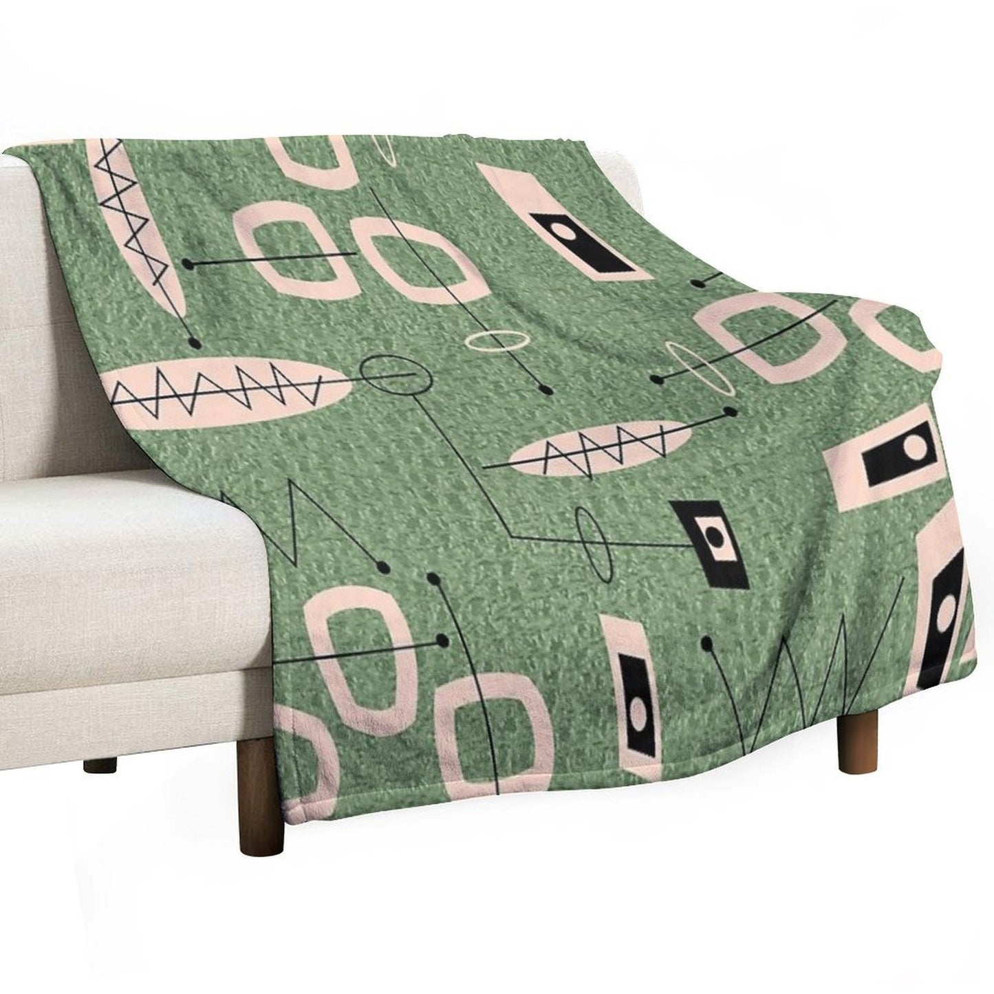 Mid-Century Modern Green Abstract Anti-pilling Throw Blanket