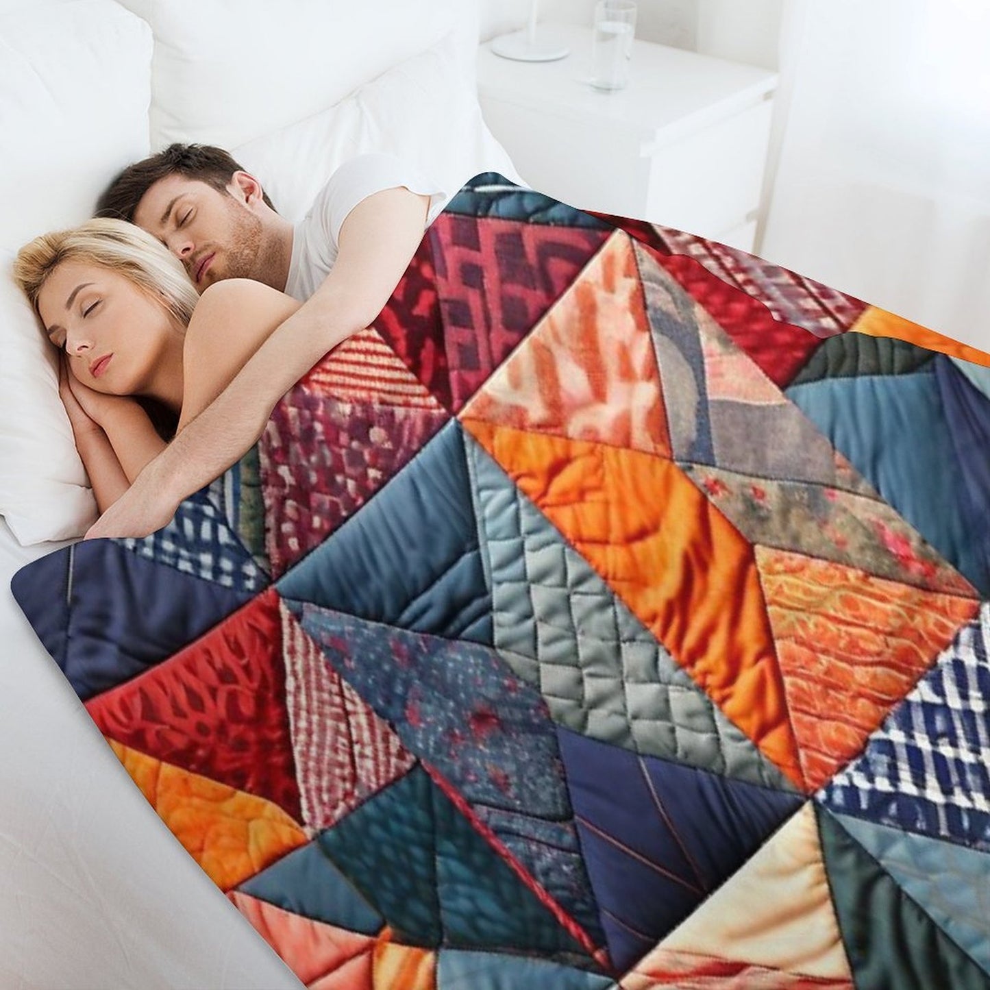 Quilted Patchwork Pattern Travel-friendly Throw Blanket