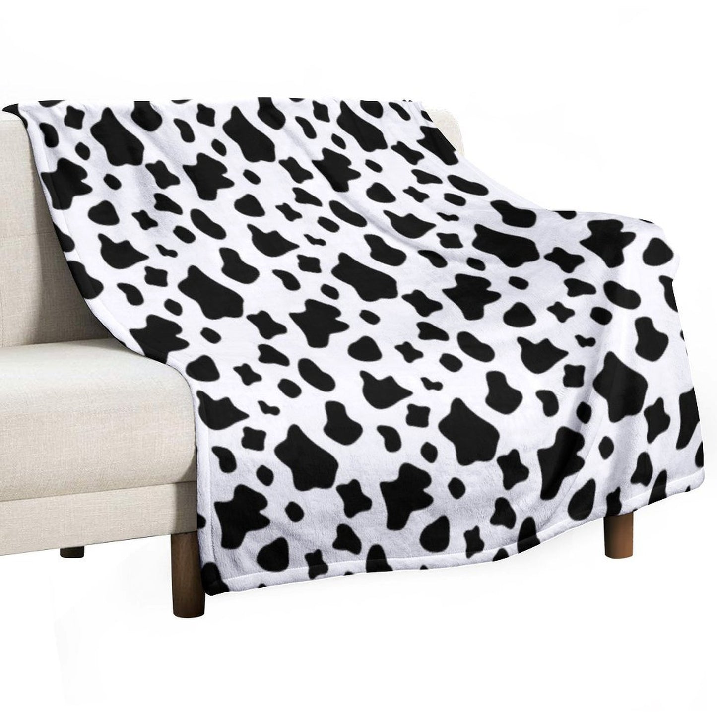 Black And White Cow Spots Pattern, Animal Fur Comfort Throw Blanket