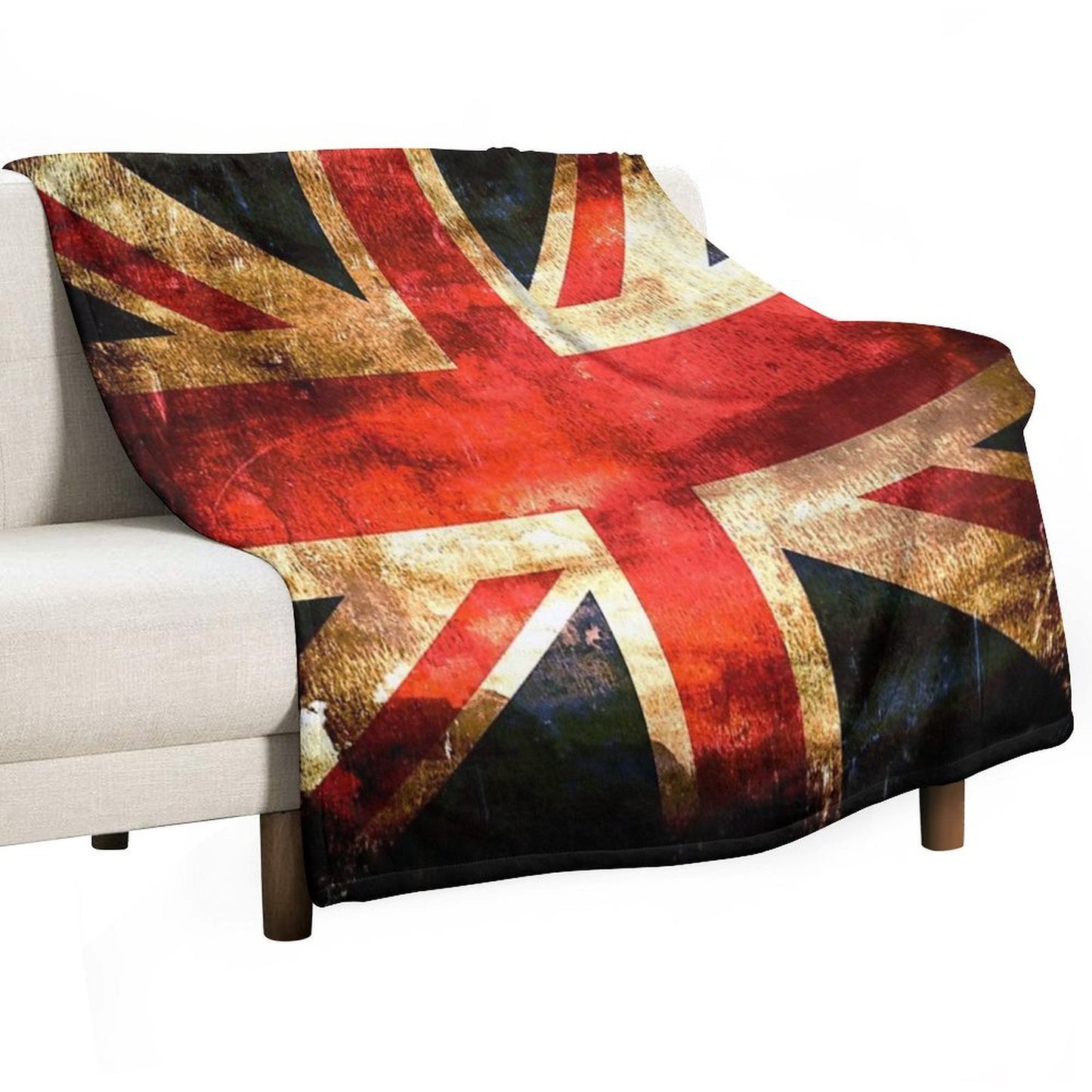 British UK Flag Grunge Vintage Sustainable Throw Blanket