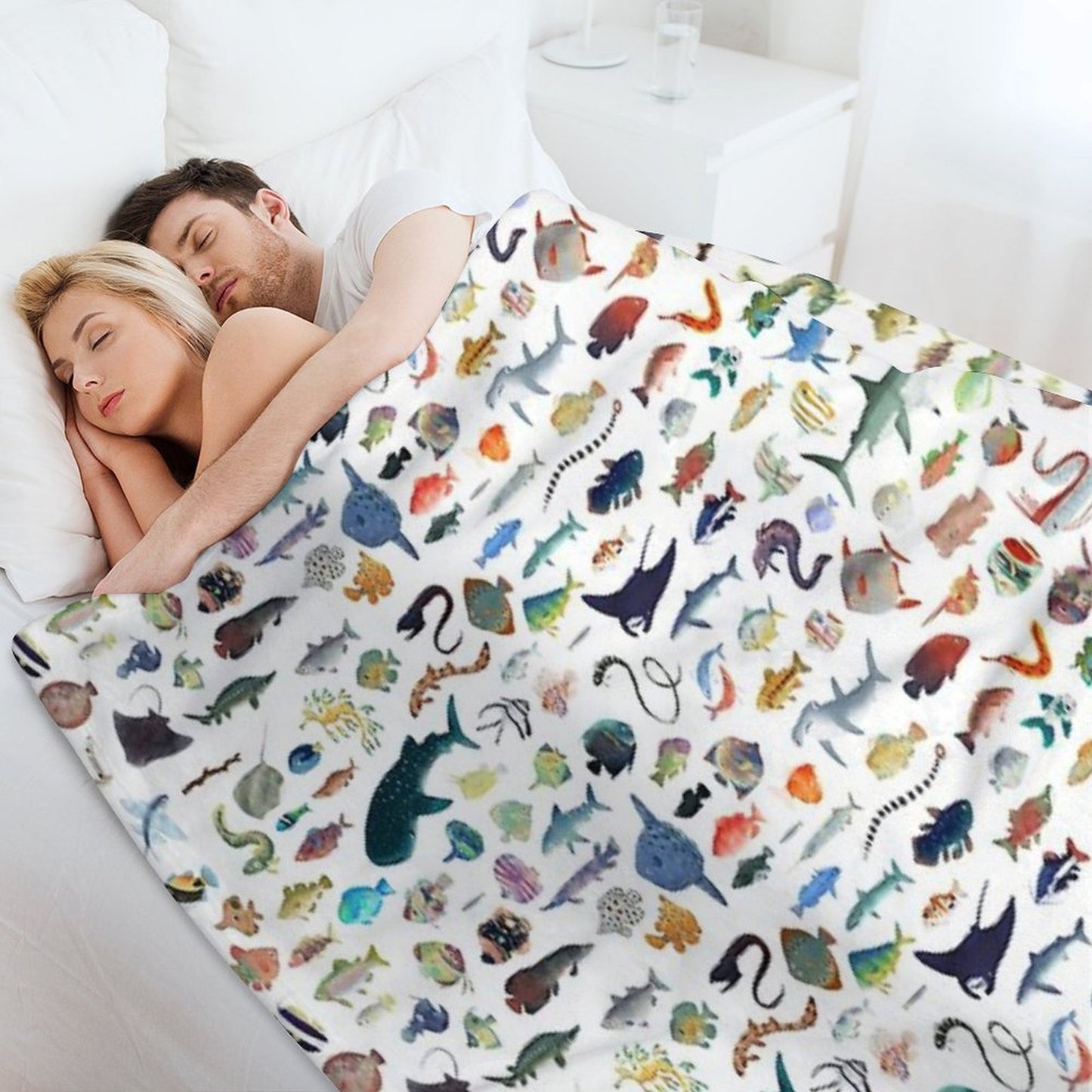 One Hundred Fish Multi-functional Throw Blanket