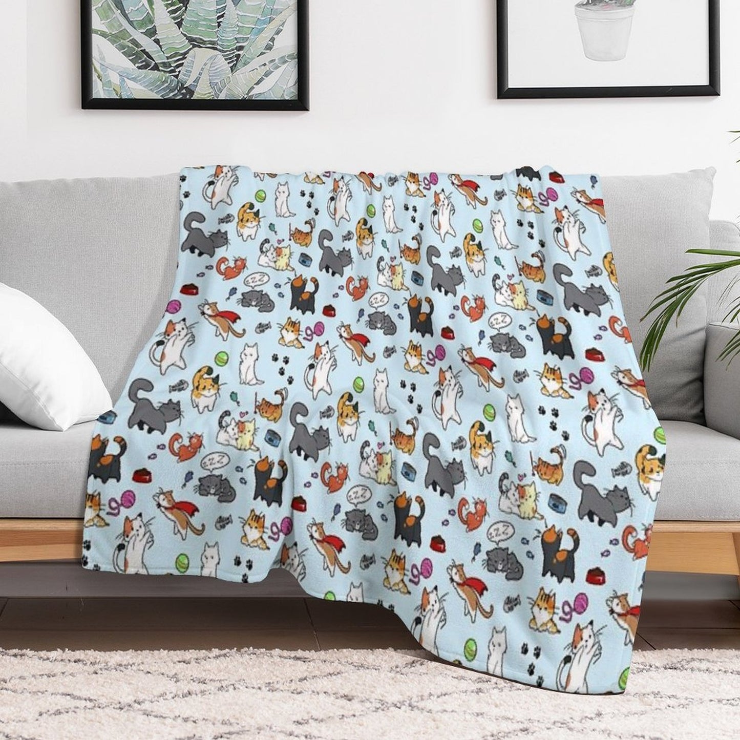 Cats!! Sustainable Throw Blanket