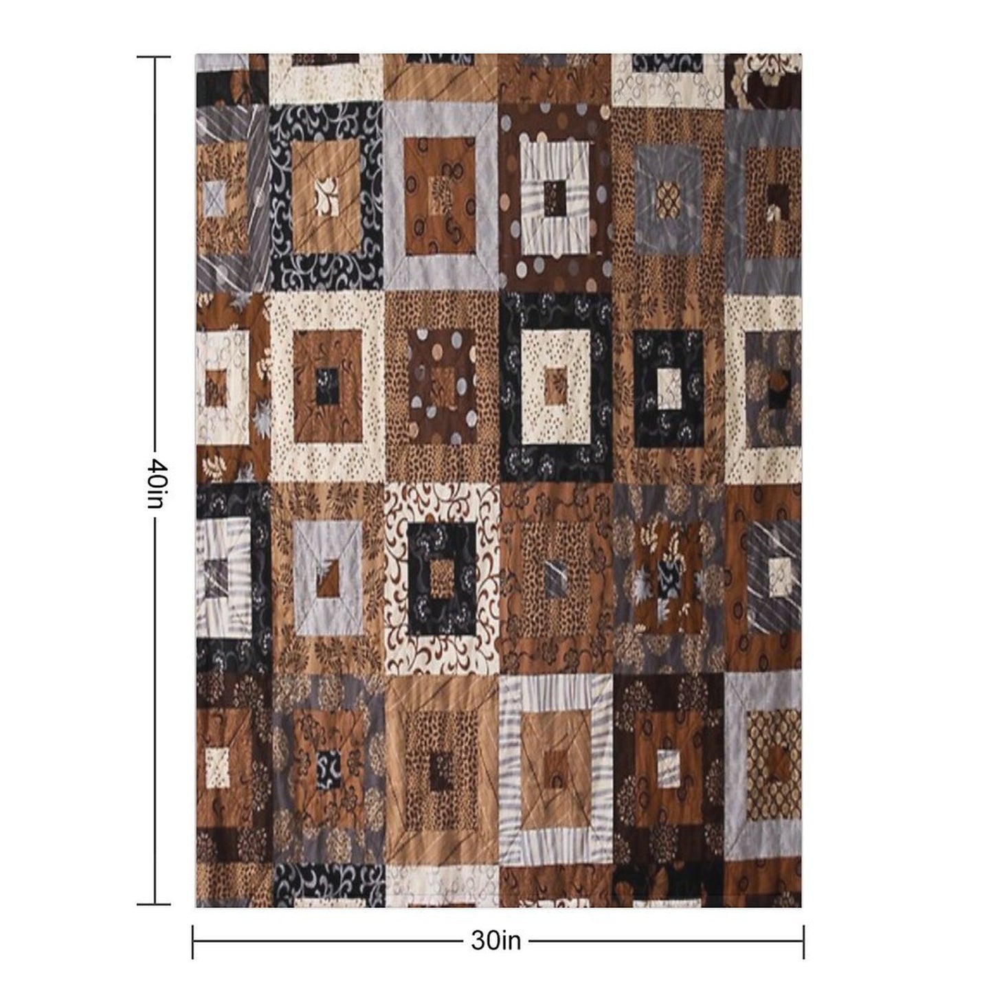 Classic Retro Brown Quilted Patchwork Quilting Pattern Mosaic Motif Multi-functional Throw Blanket