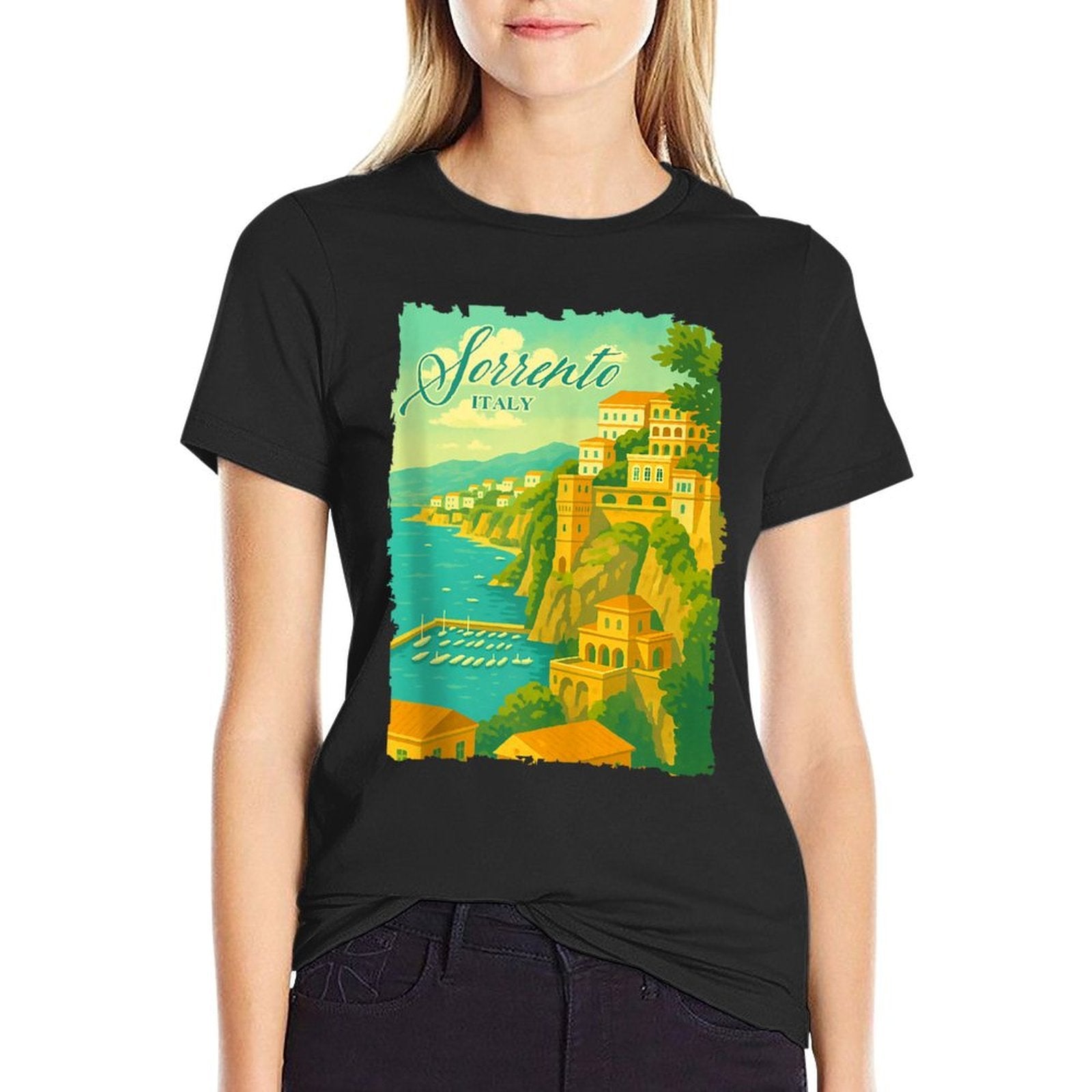 Sorrento Italy Traveling Trip Meet Me In Sorrento Souvenir  Ribbed Collar T-Shirt