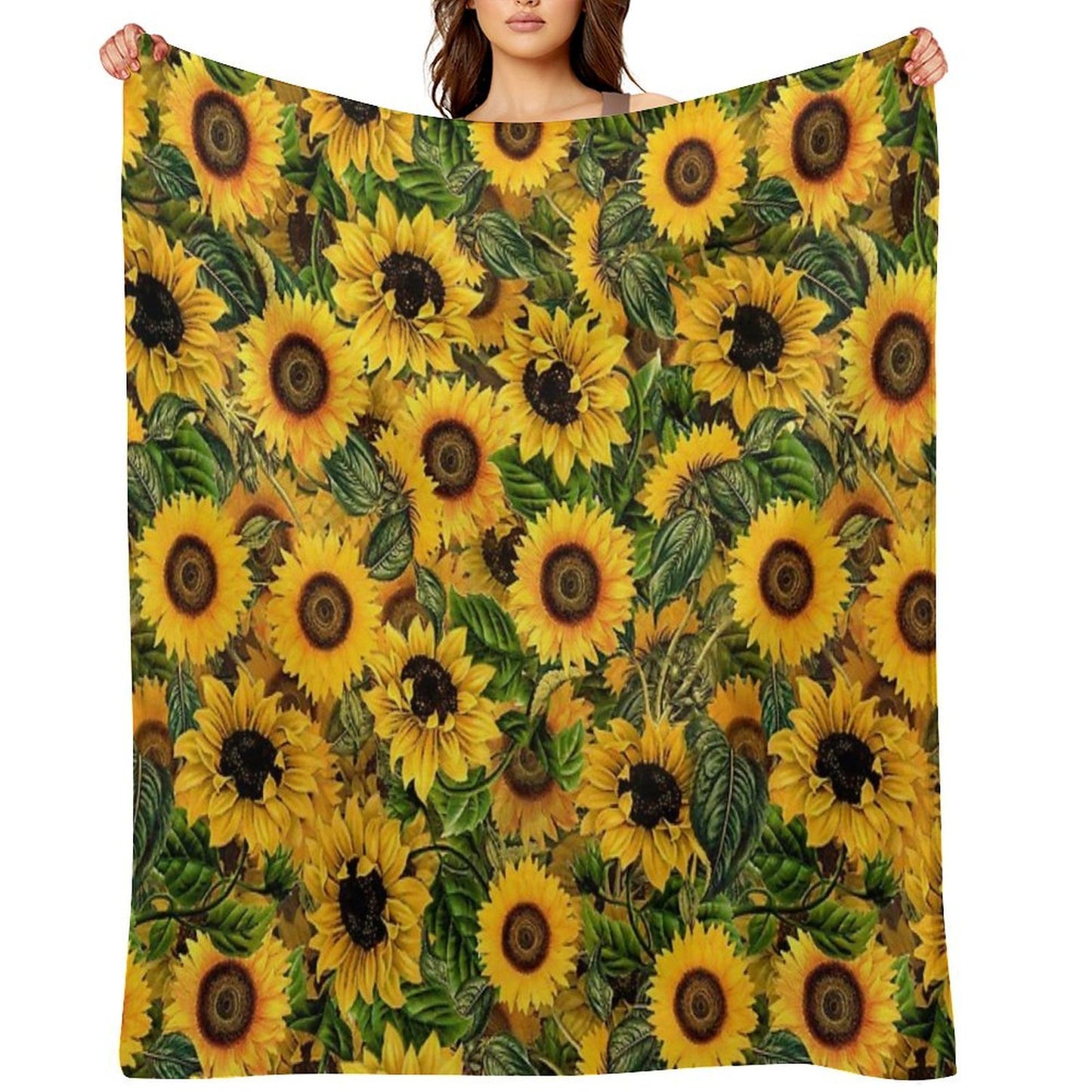 Vintage Sunflowers Pattern Nightgarden Plush Throw Blanket