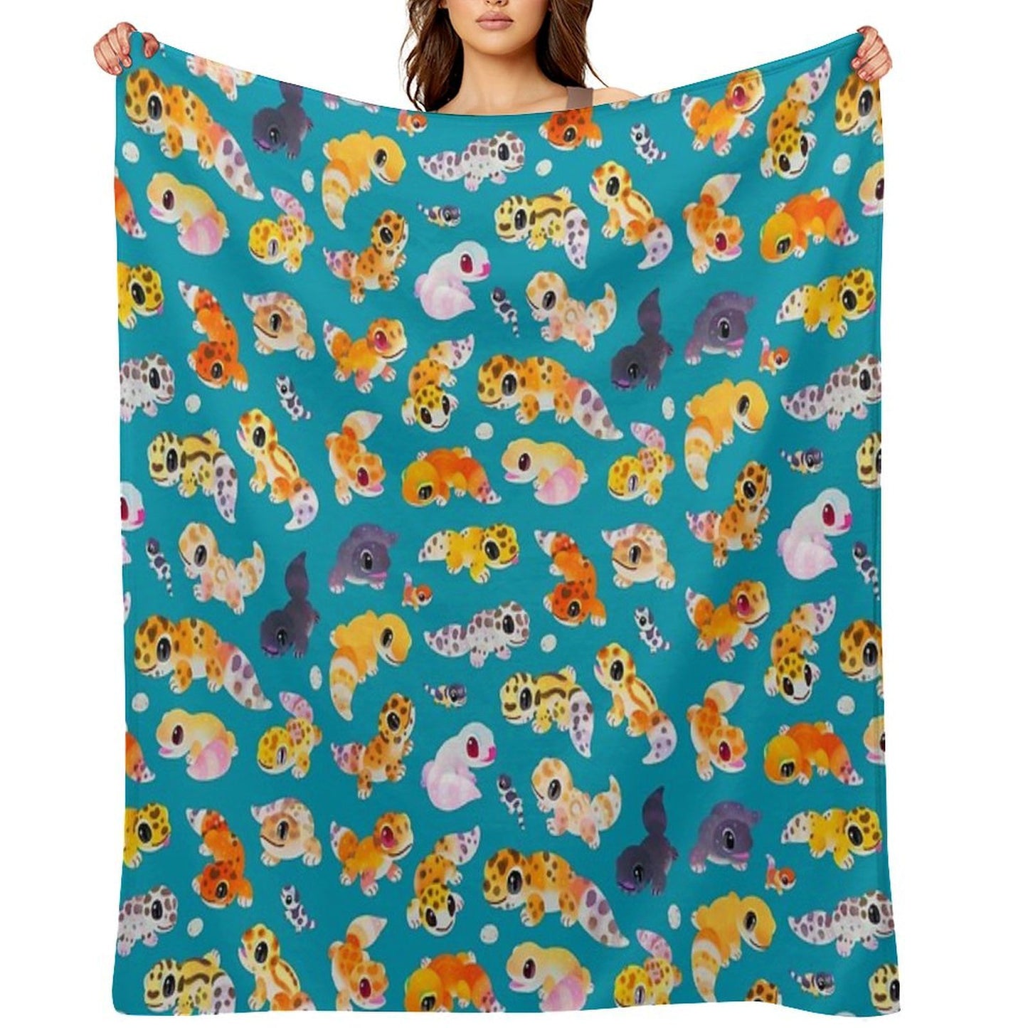 Leopard Gecko - Green Anti-pilling Throw Blanket