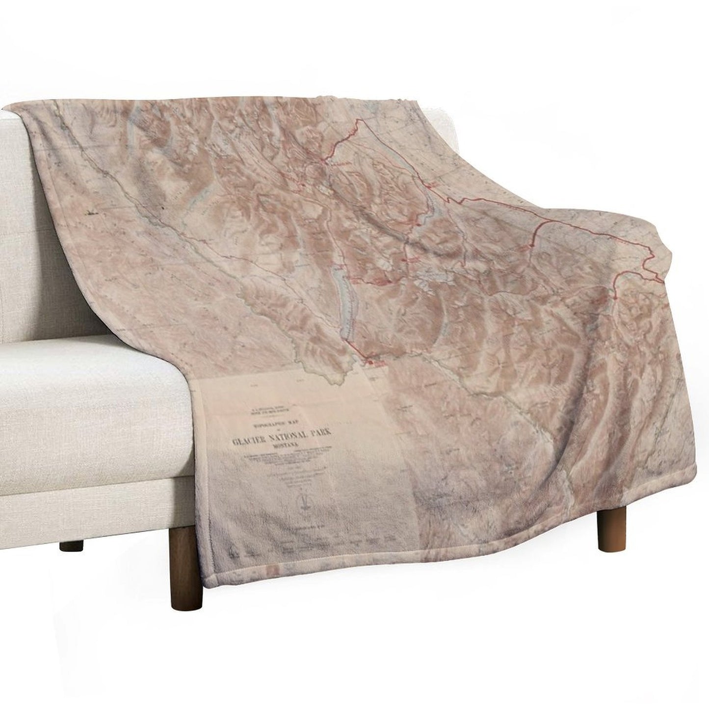 Old Glacier National Park Map (1914) Vintage Montana Natural Reserve Atlas Multi-functional Throw Blanket