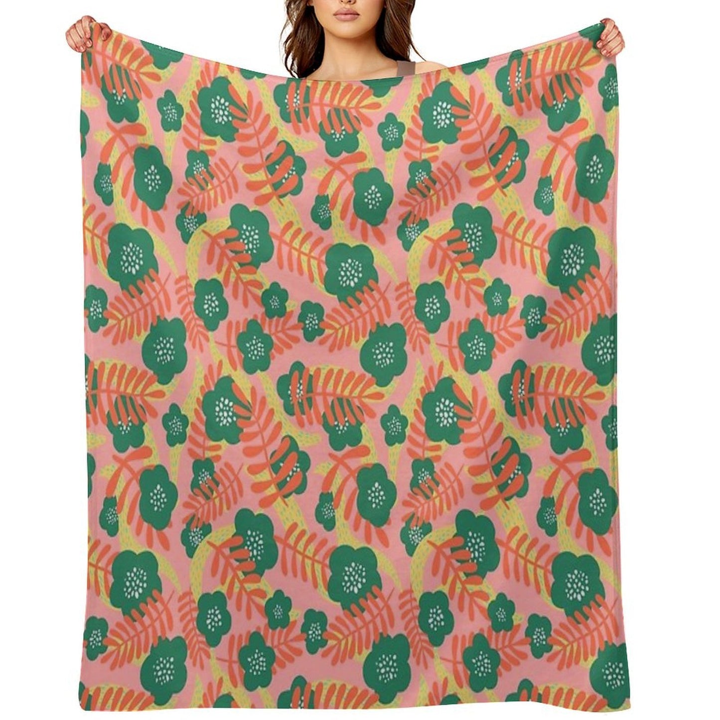 Bright Florals Wrinkle-free Throw Blanket