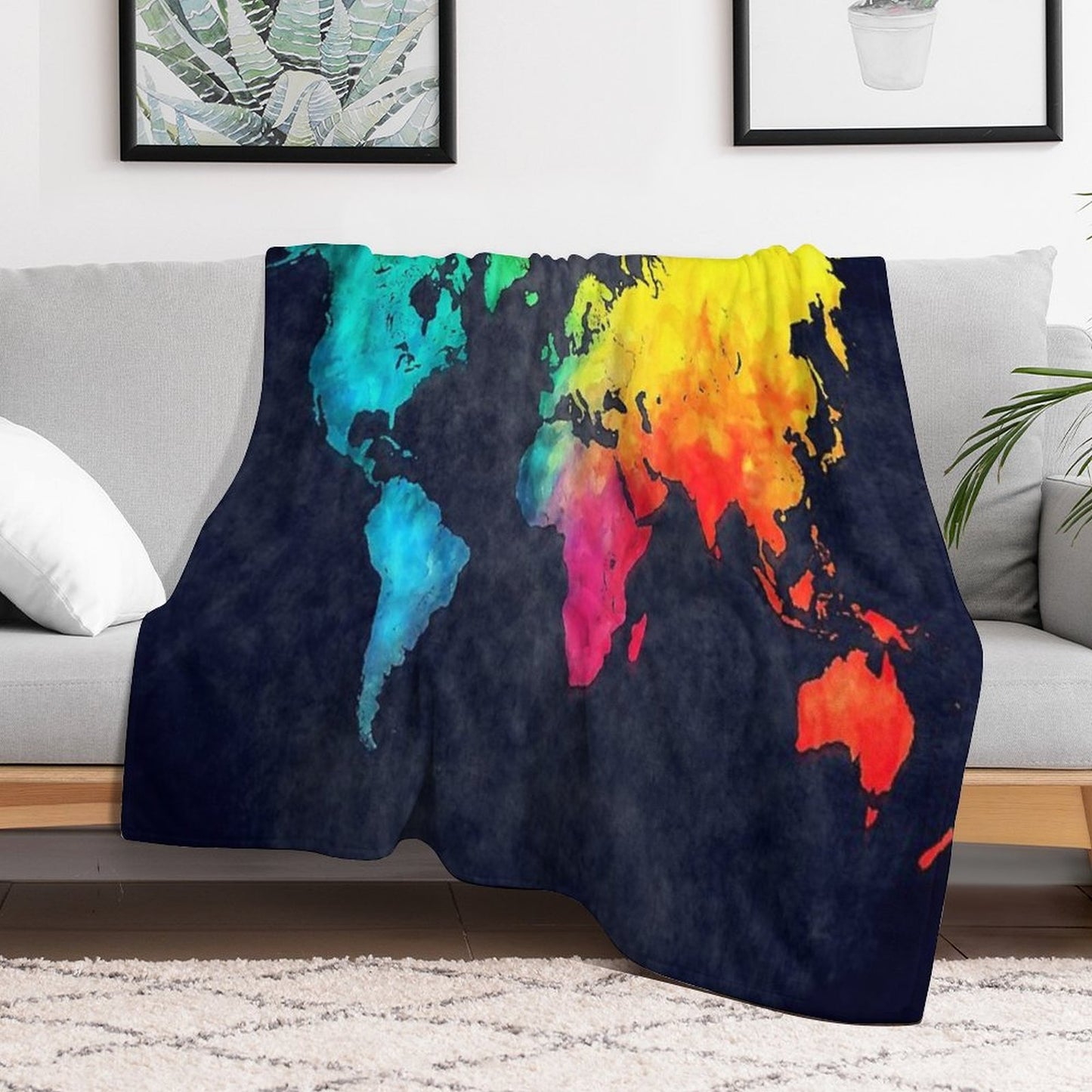 World Map Watercolor 6 #map #worldmap Velvety-soft Throw Blanket