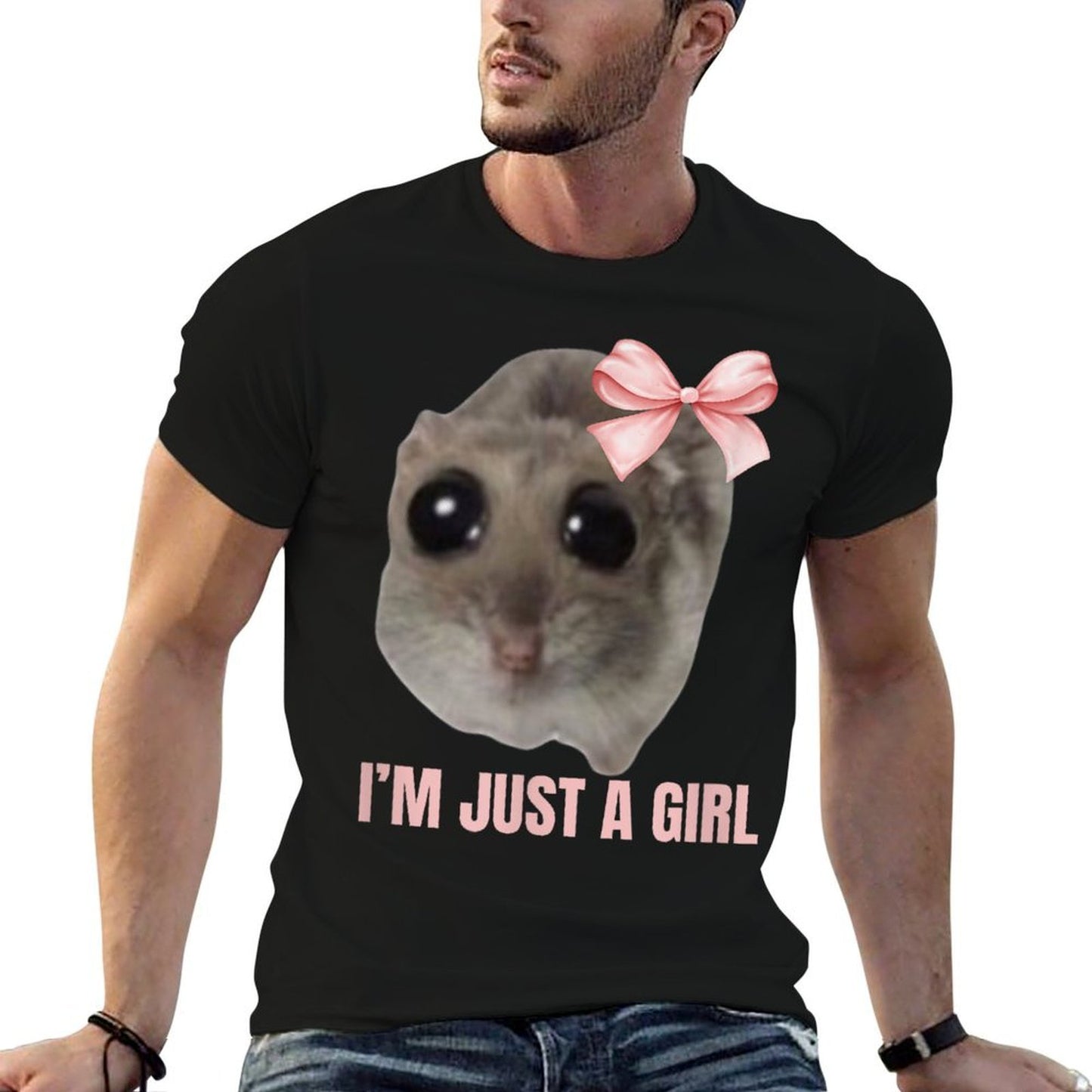 Sad Hamster Meme - I'm Just A Girl Oversized Silhouette T-Shirt