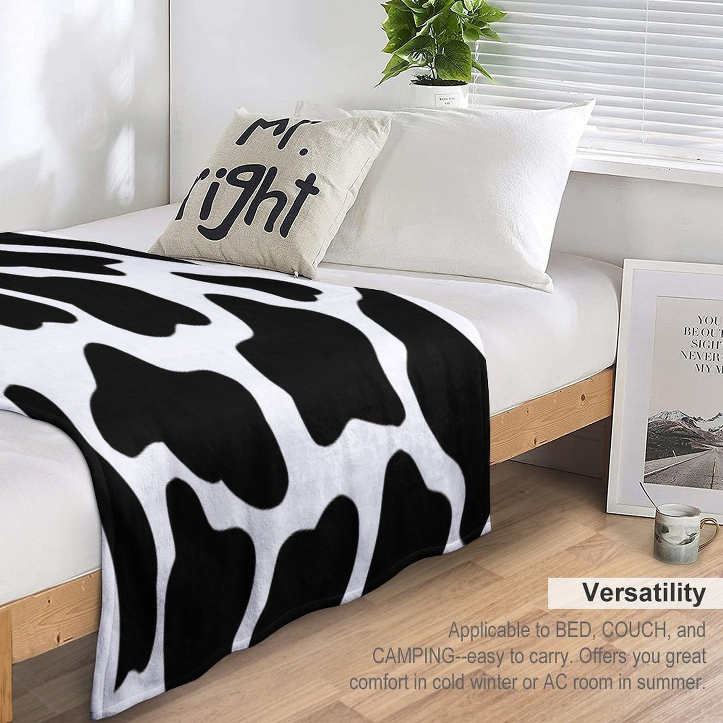 Cow Patterned Pillow , Duvet Cover And Throw Blanket Cute And Aesthetic Quick-dry Throw Blanket