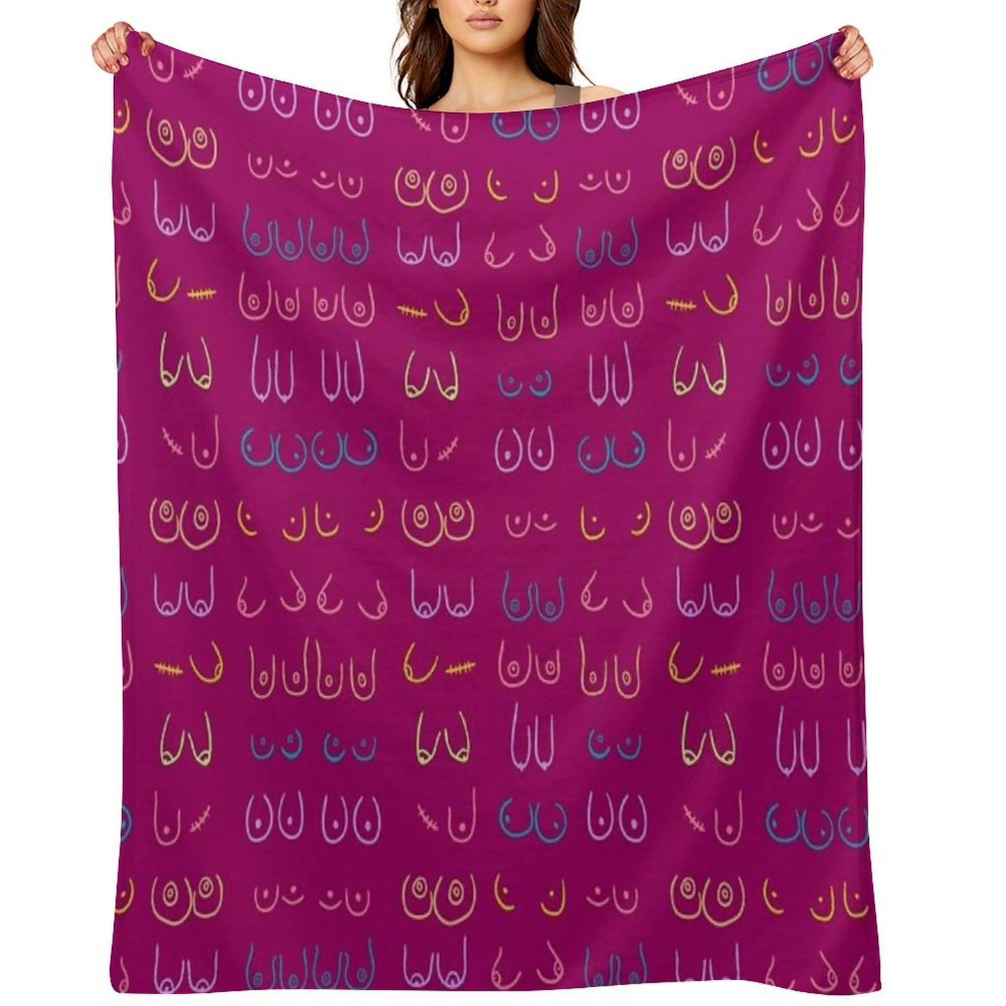 BOOBIES PASTEL PATTERN PINK Eco-conscious Throw Blanket