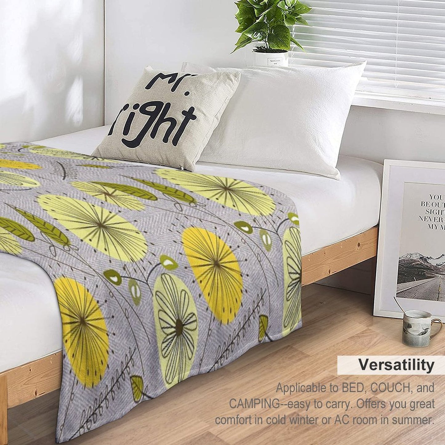 Mid-Century Modern Floral Durable Throw Blanket