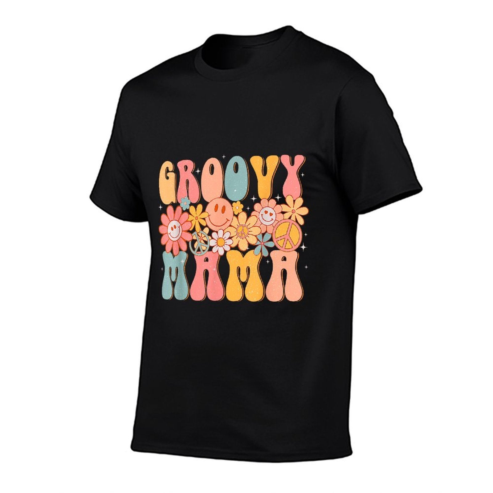 Groovy Mama Retro Mothers Day Colorful Peace Sign Smile Face  Durable T-Shirt