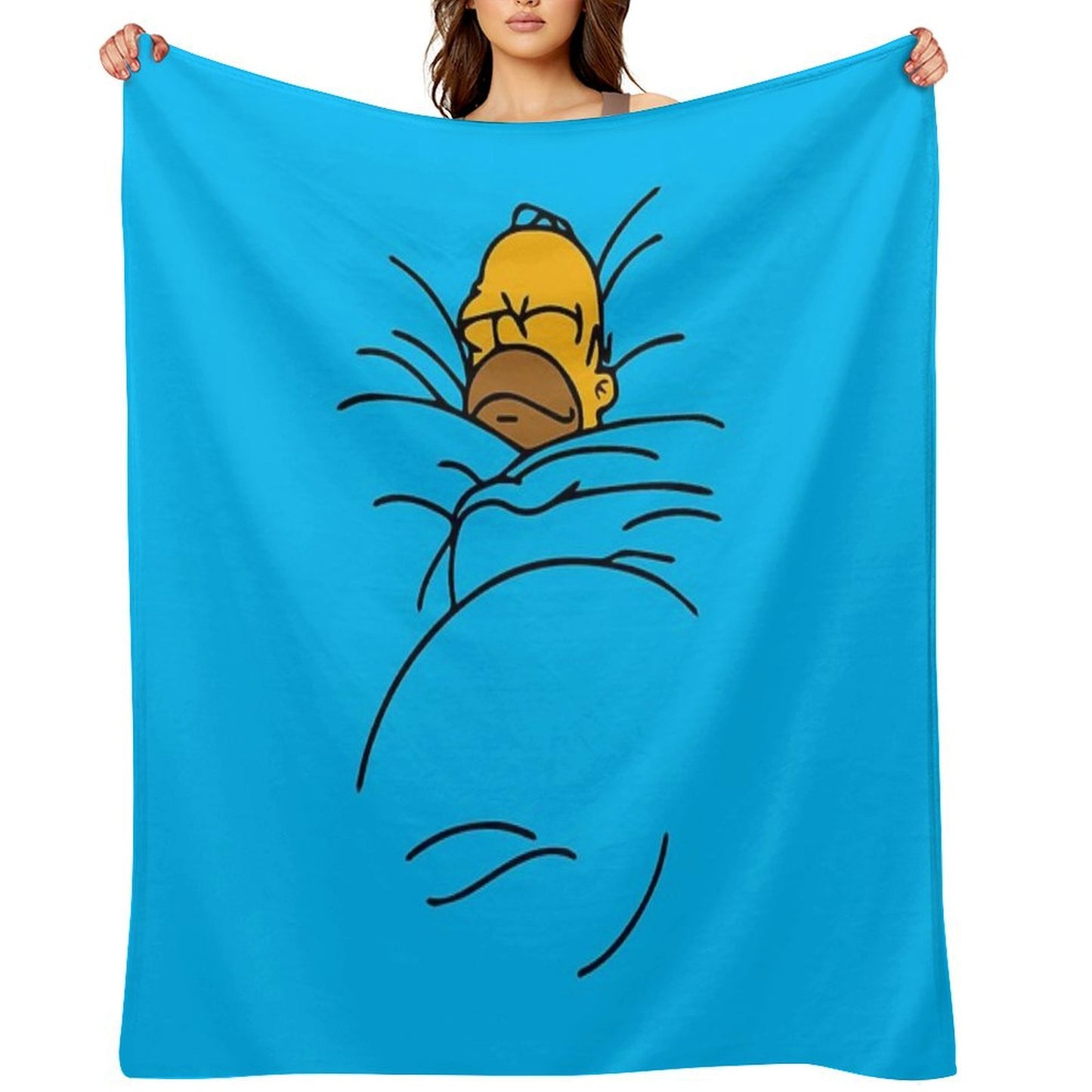 Homer Tucked in Sleeping Plush Throw Blanket