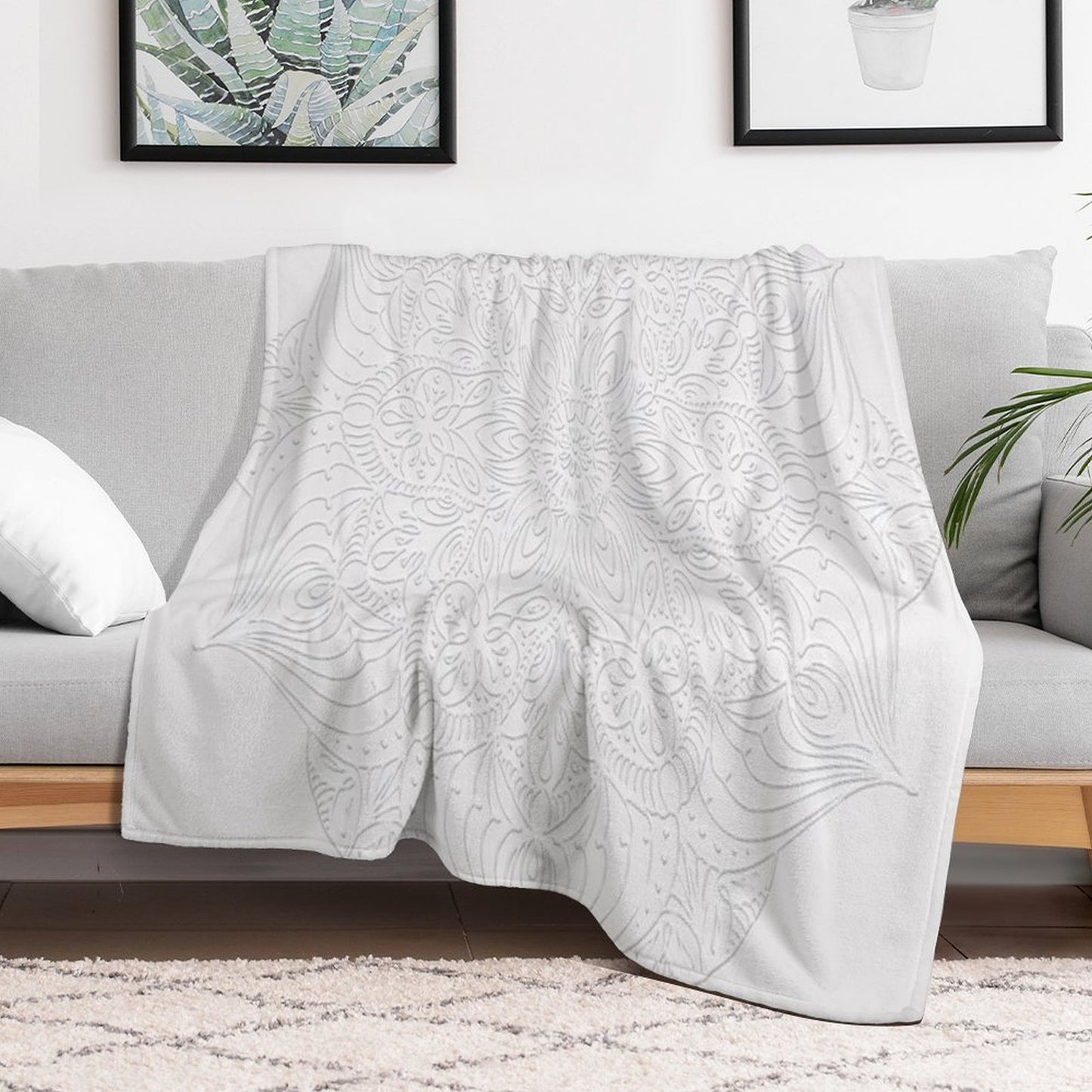White Lace Mandala Travel-friendly Throw Blanket
