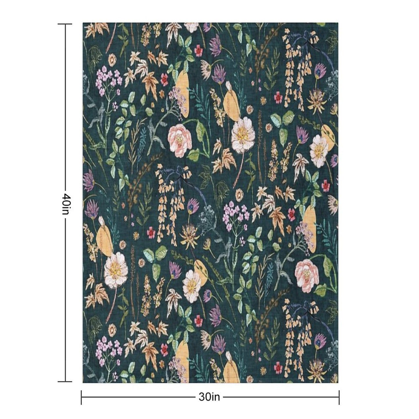 Hana Floral (teal) Machine-washable Throw Blanket