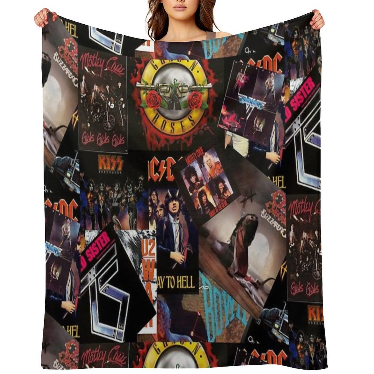 1980s Rock Bands Collage Multi-functional Throw Blanket