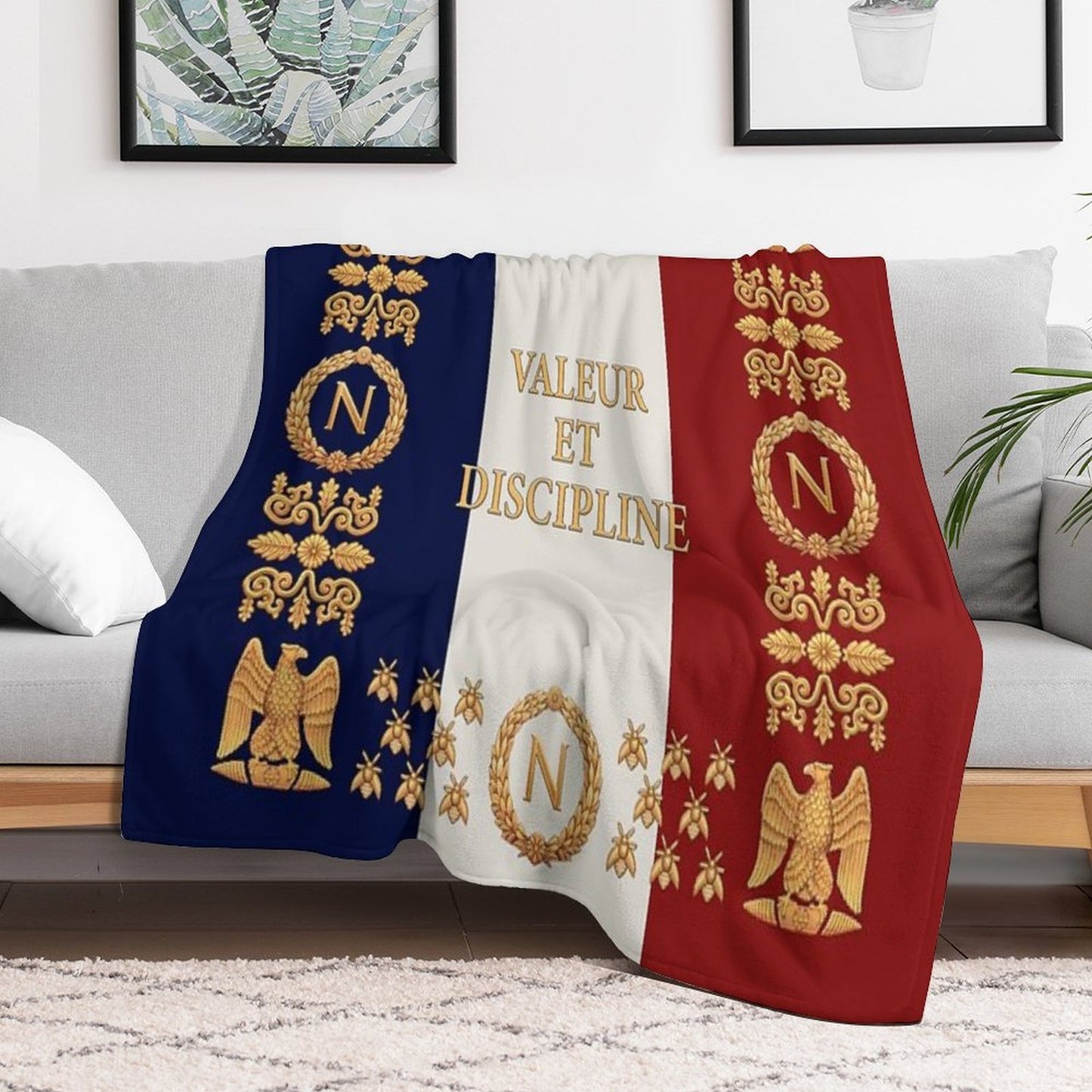 Napoleonic French Regimental Flag Valeur Et Discipline Lightweight Throw Blanket