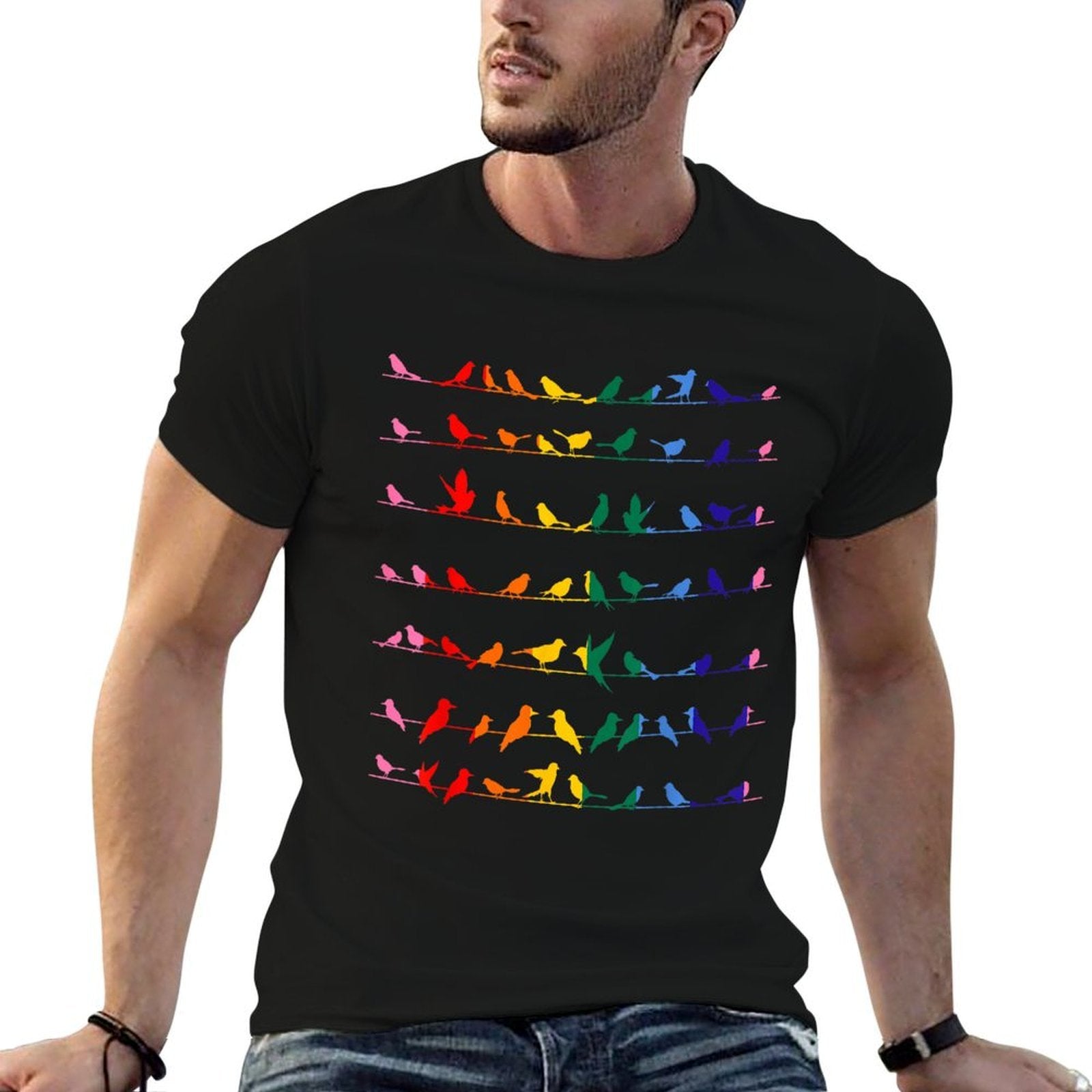Proud LGBTQ Birds Animal LGBT Rights Pride Month Lesbian Gay  High-quality Stitching T-Shirt