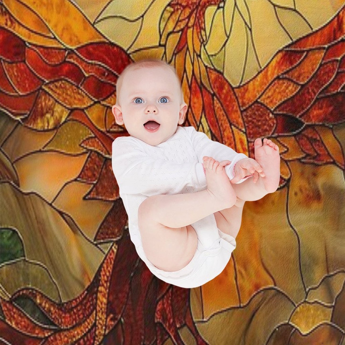 Glorious Phoenix Staine Glass Easy Care Throw Blanket