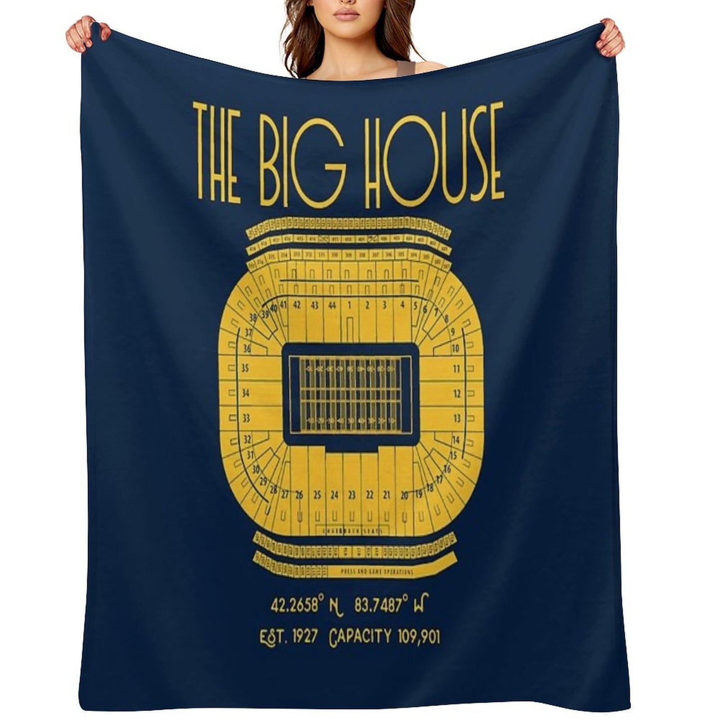 Michigan Football Big House Stadium Poster Print Shrink-resistant Throw Blanket