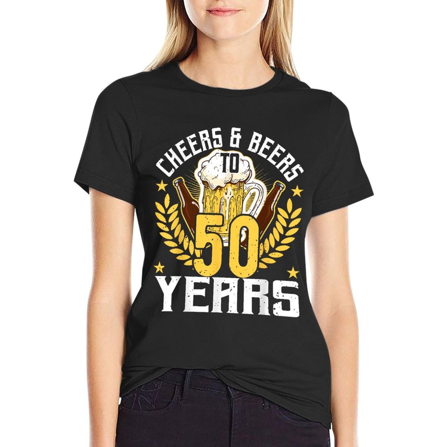 Cheers And Beers To 50 Years, Beer Lover 50th Birthday Summer-ready Fabric T-Shirt