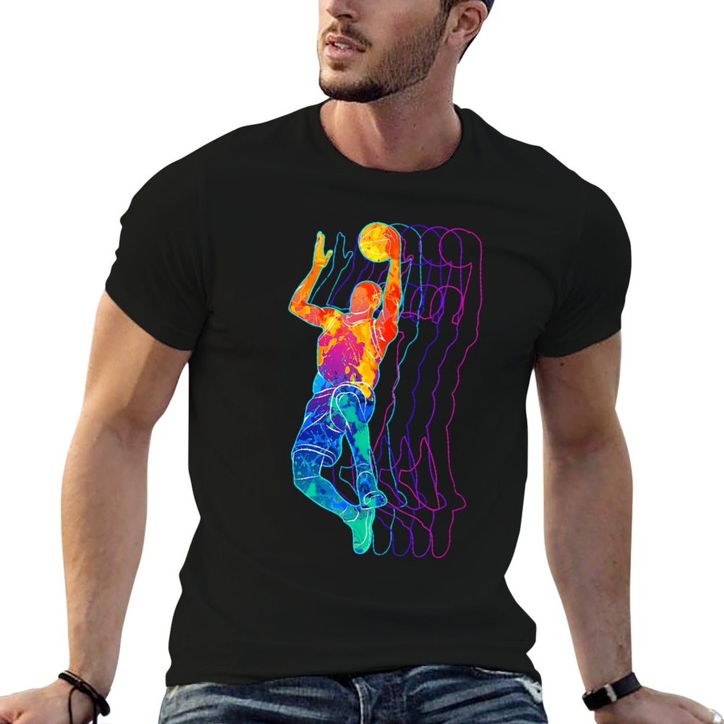 Retro Basketball Player Gift for Men Boys Kids Soft T-Shirt