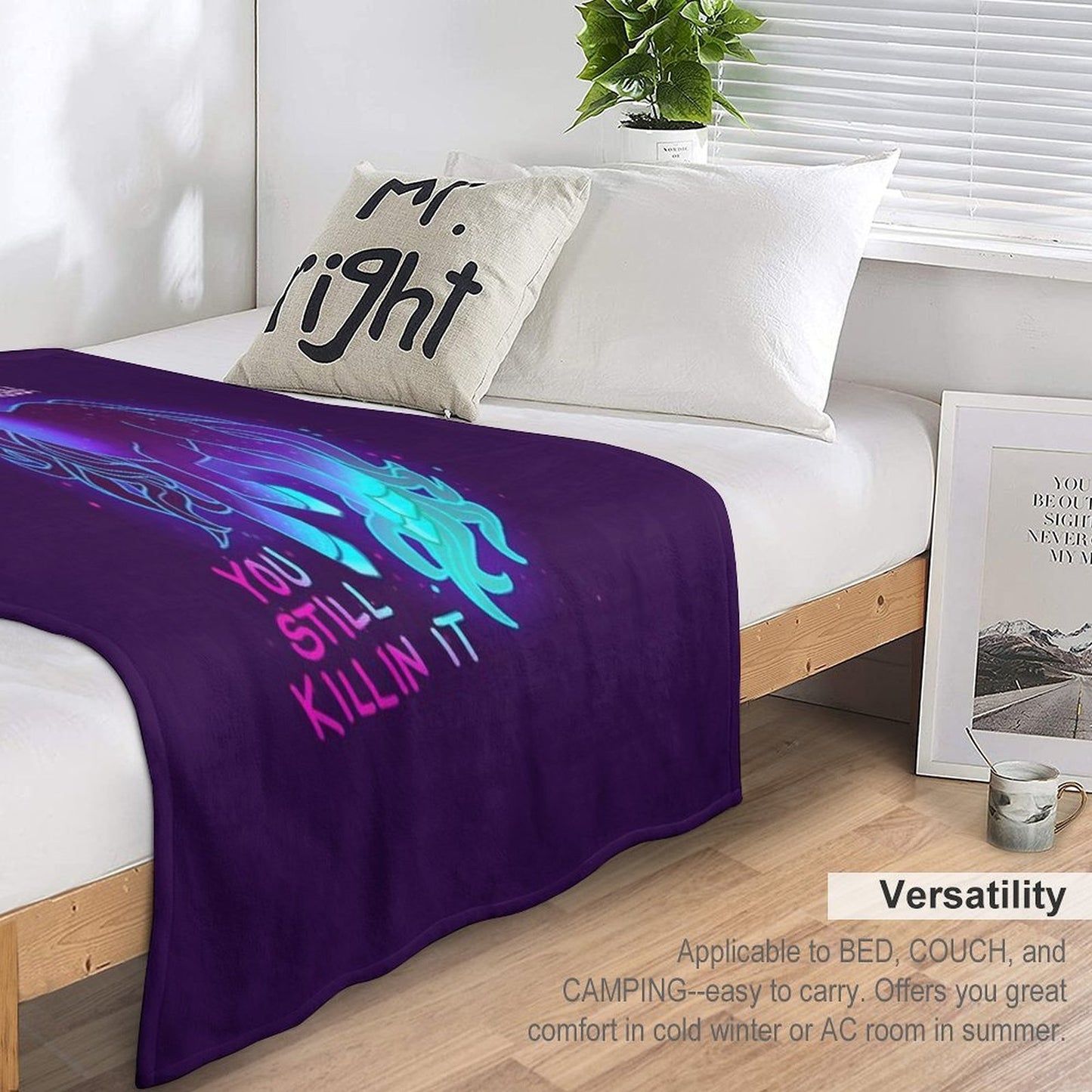 YOU STILL KILLIN IT Neon Unicorn Machine-washable Throw Blanket
