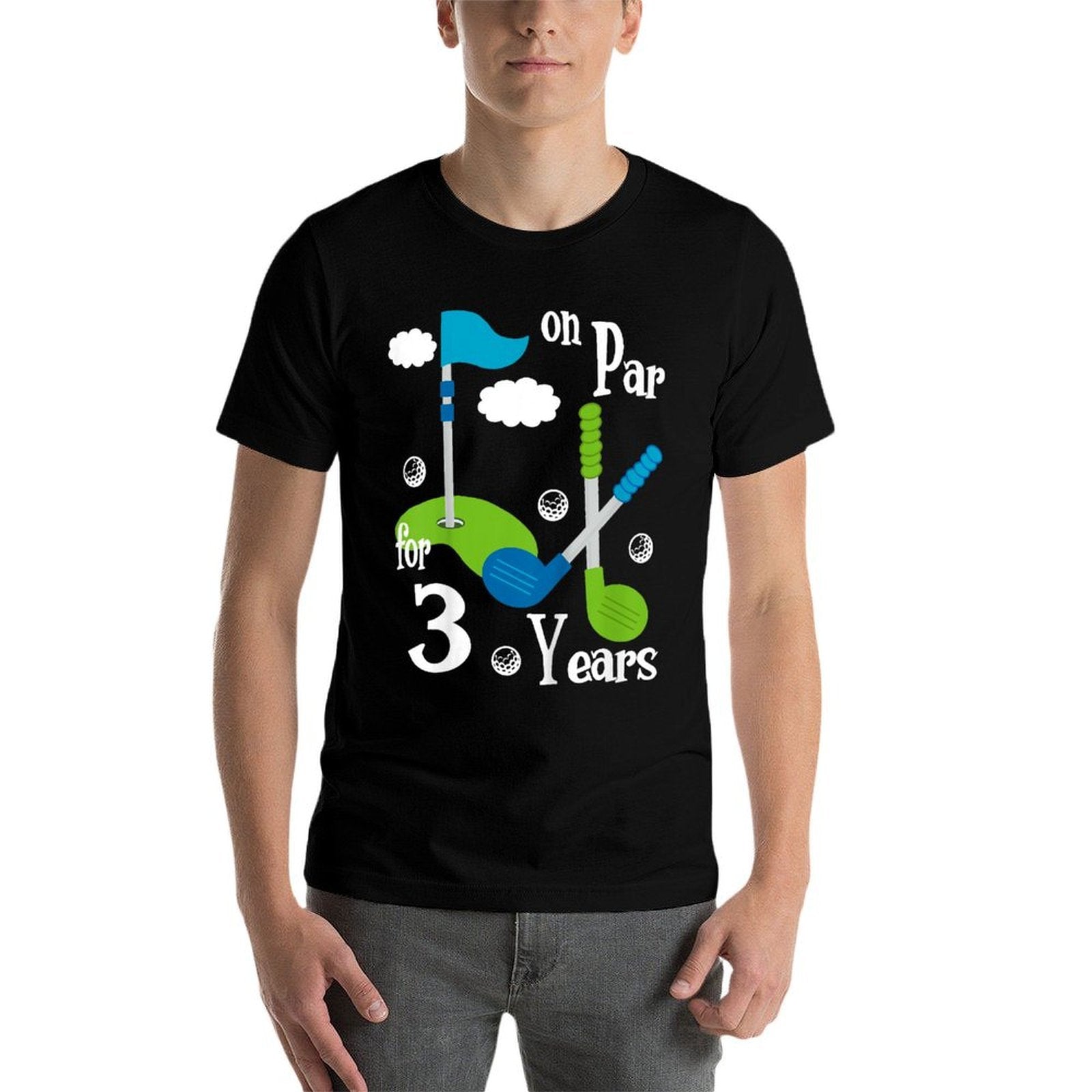Kids 3 Year Old Golf Birthday Party Gift for Boy Girl  Tagless Design T-Shirt
