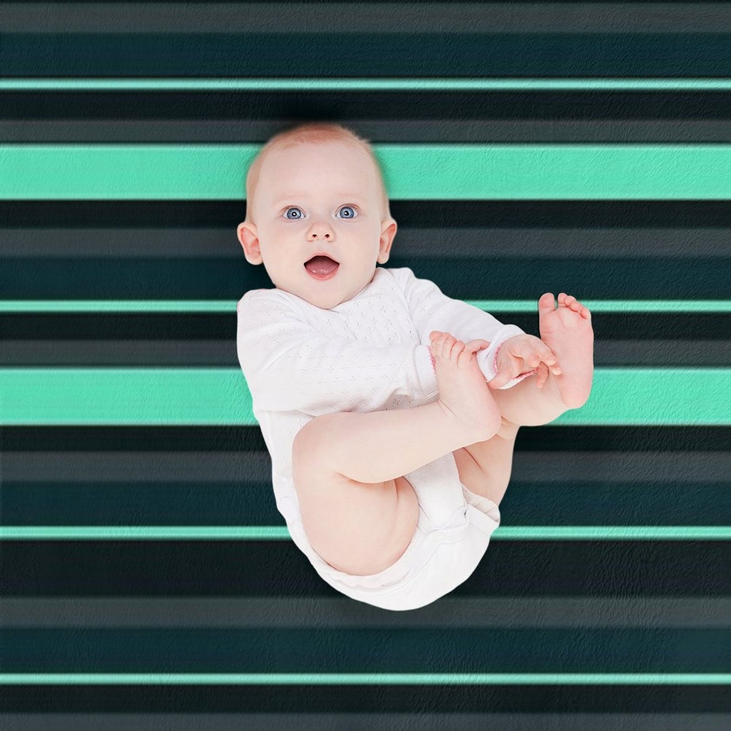Teal Stripes Multi-functional Throw Blanket
