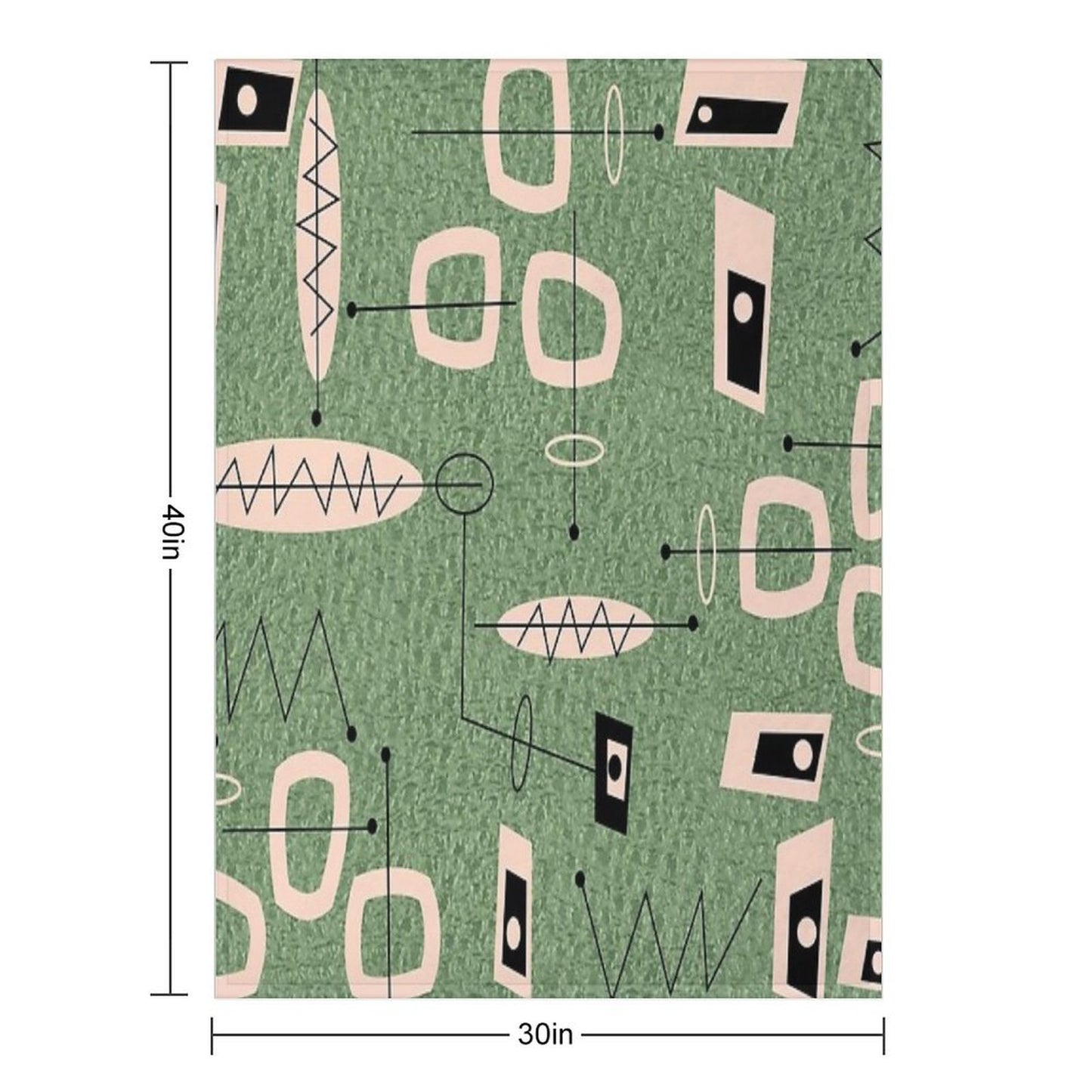 Mid-Century Modern Green Abstract Anti-pilling Throw Blanket