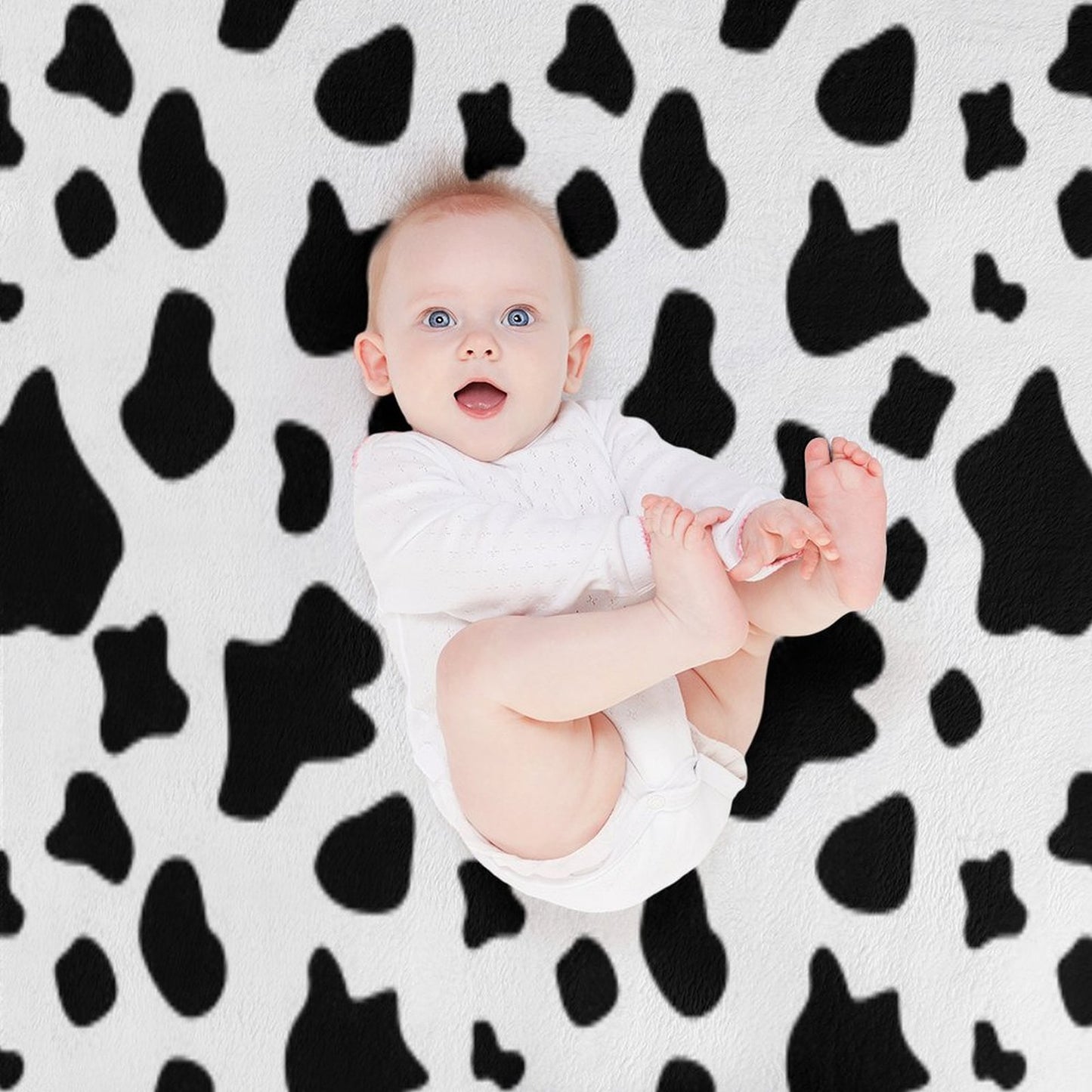 Black And White Cow Spots Pattern, Animal Fur Comfort Throw Blanket