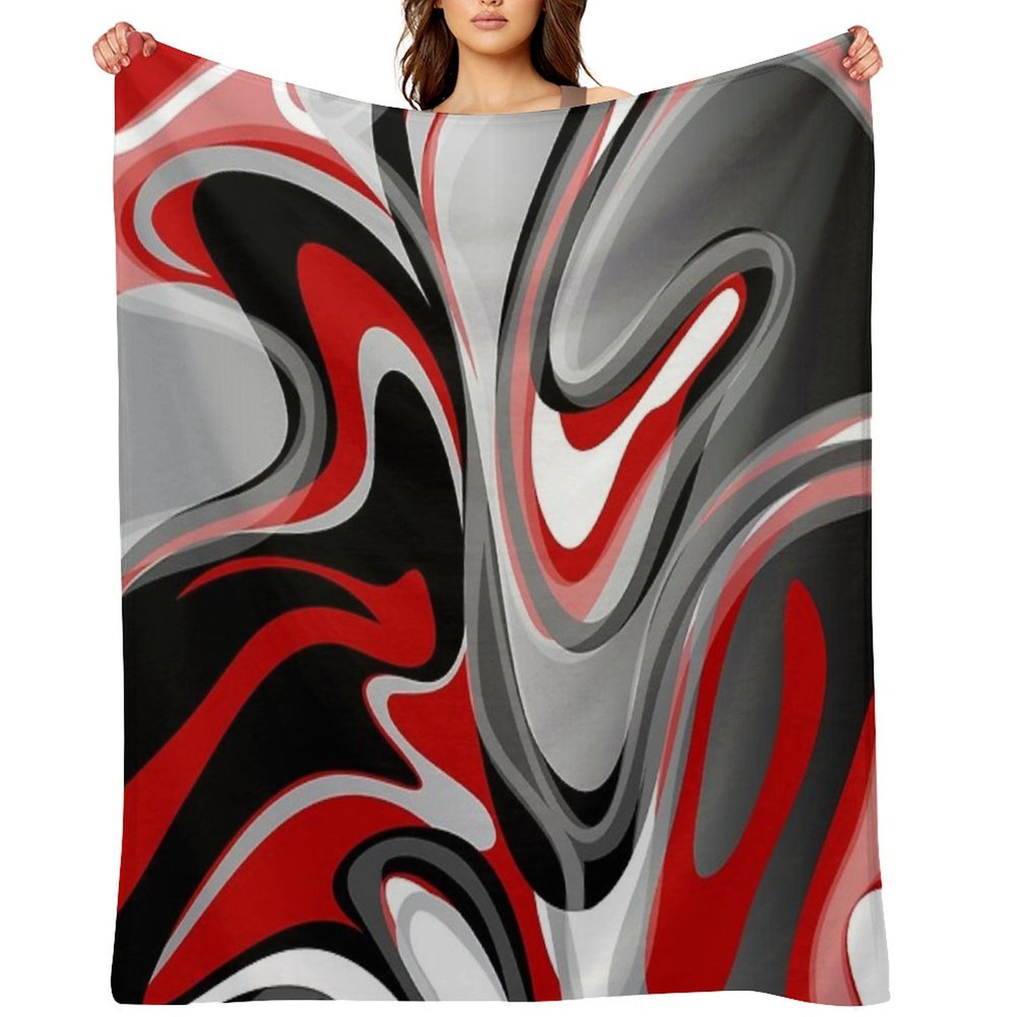 Liquify - Red, Gray, Black, White Eco-conscious Throw Blanket
