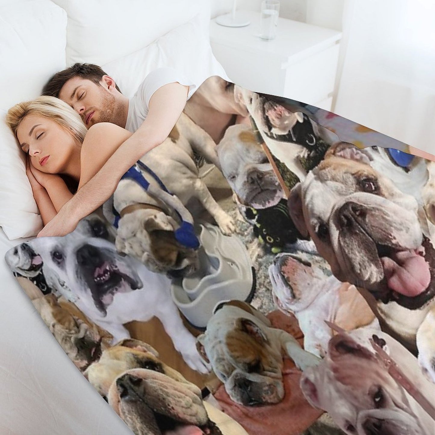 Mochi The English Bulldog Collage Comfort Throw Blanket