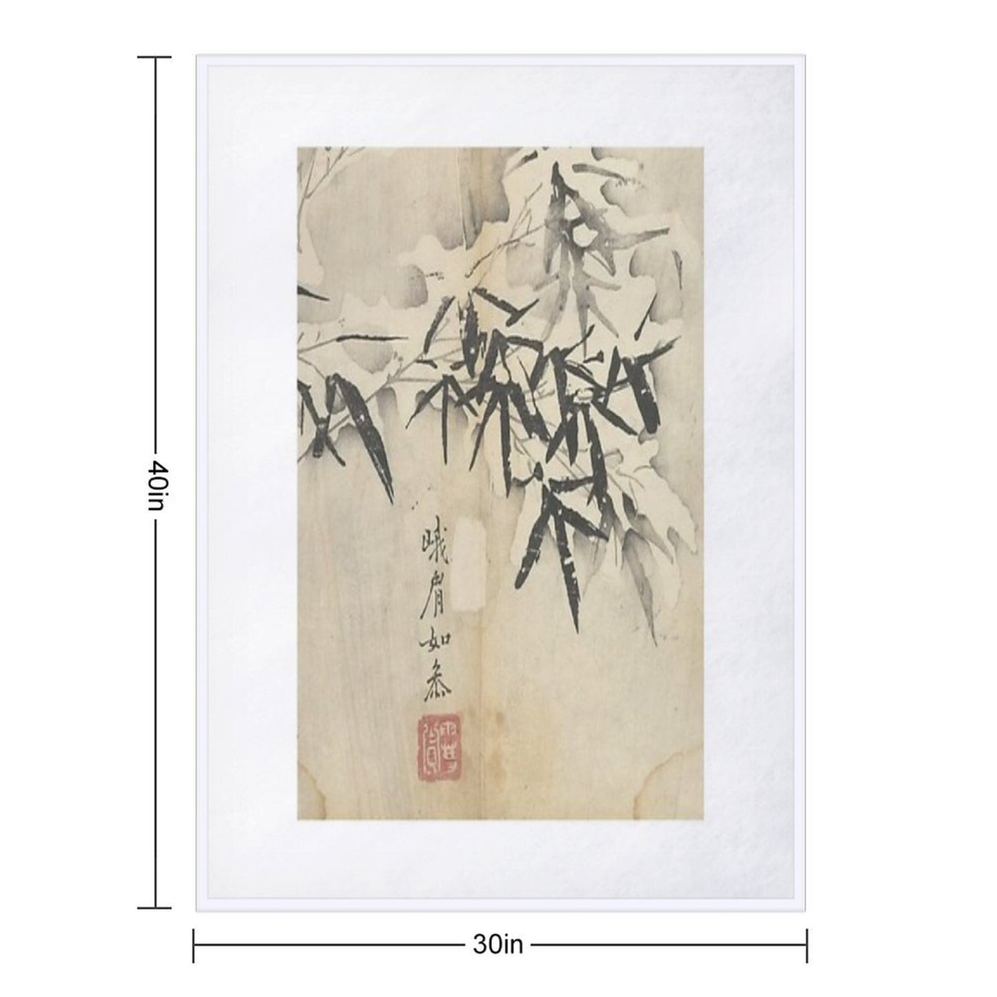 Bamboo in Snow Wrinkle-free Throw Blanket