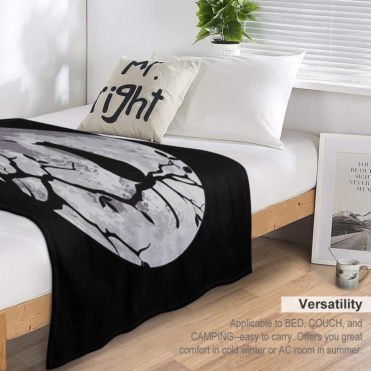 The Cat And The Moon Compact Throw Blanket