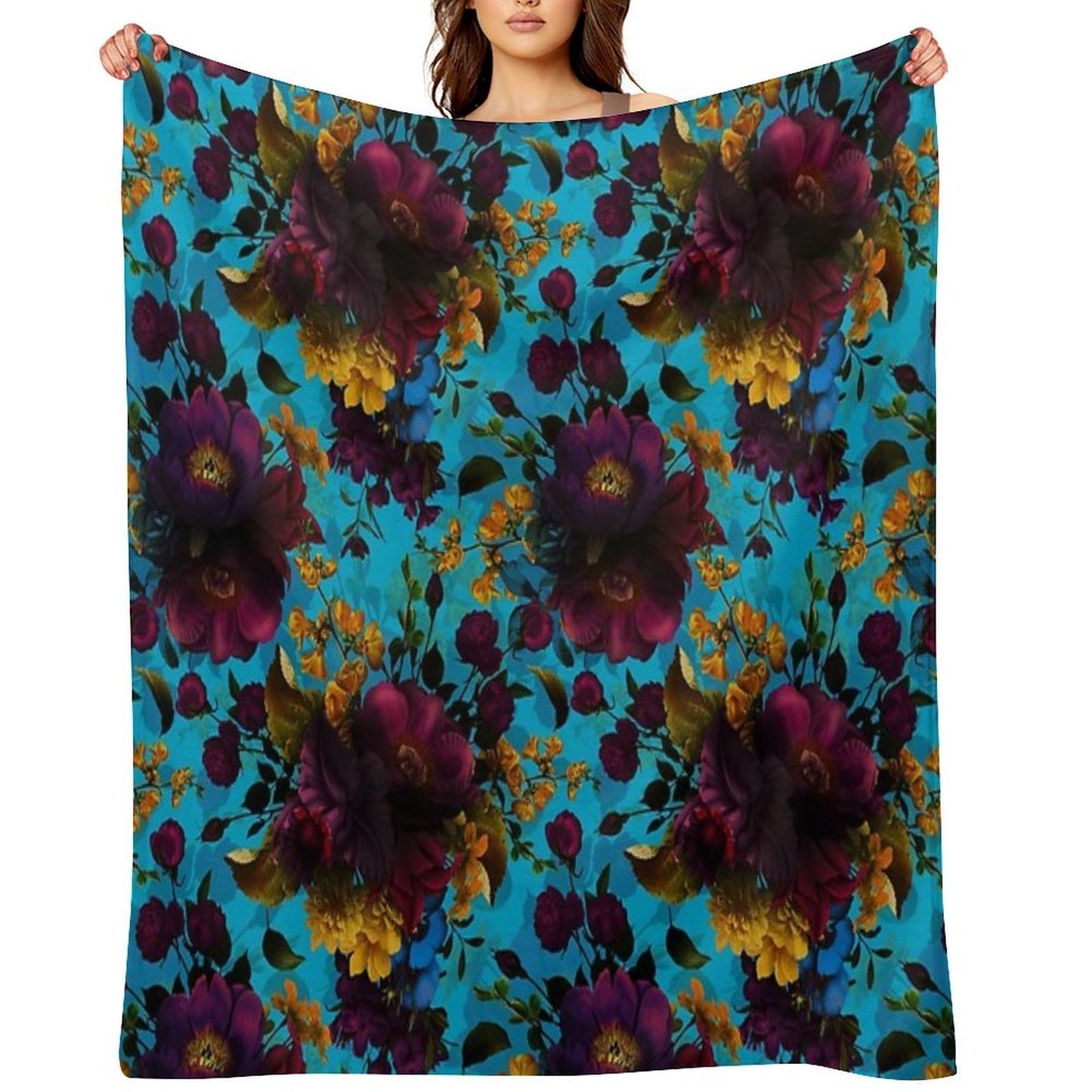 Moody Florals - Mystic Botanical Night Garden 13 Nightgarden Anti-pilling Throw Blanket