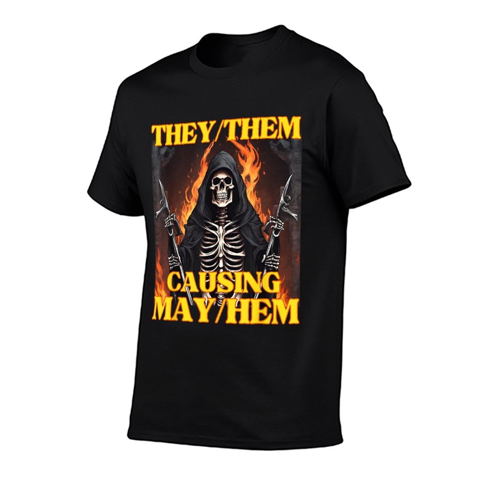 They Them Mayhem Funny Cringe Hard Skeleton Meme  Vintage-inspired T-Shirt