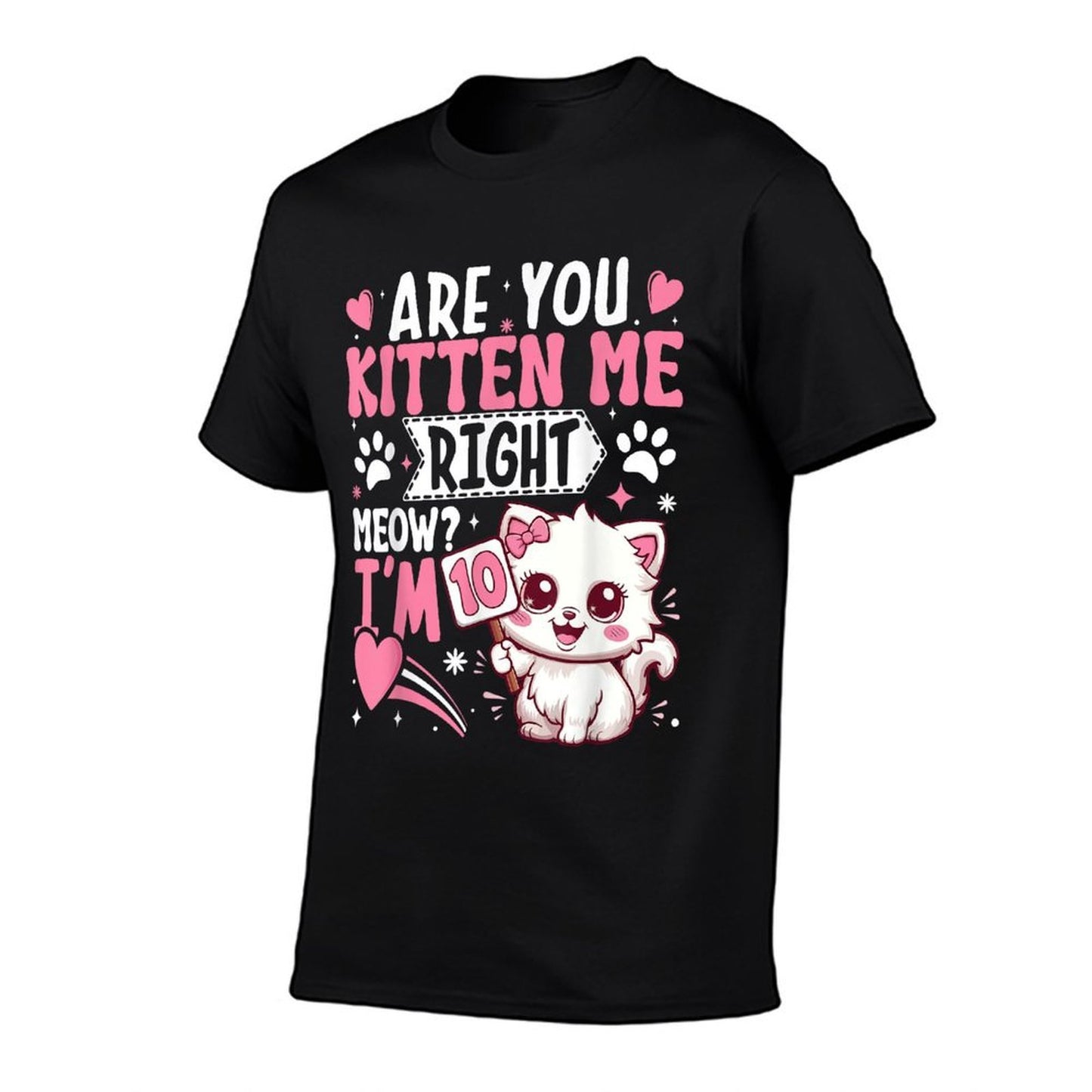 10th Birthday Girl 10 Year Old Kitten Cat Happy Bday Tagless Design T-Shirt